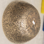 Handmade Himalayan Kashmiri-style singing bowl engraved design tuned to D3 and D2 for Sacral Chakra meditation and sound healing