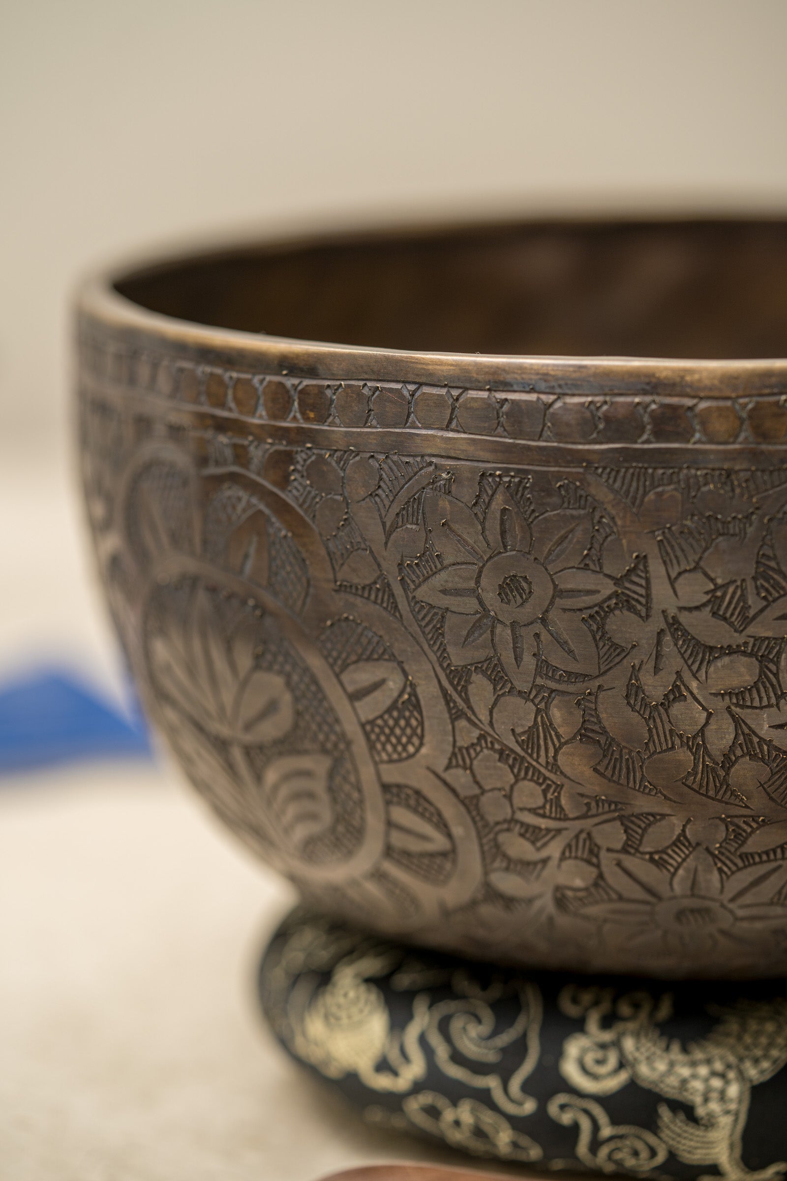 Antique Lotus Singing Bowl - Handcrafted Tibetan Bowl