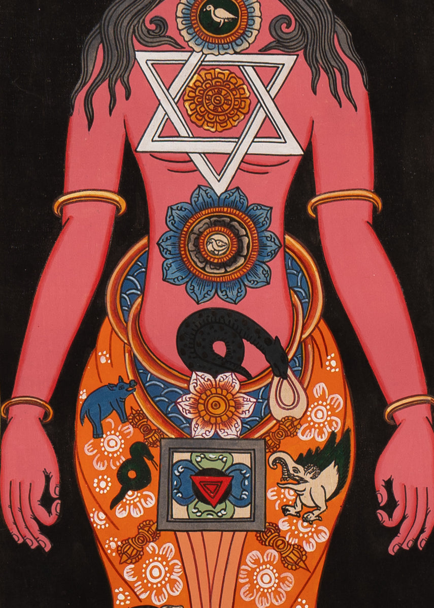 7 Chakra Human Thangka - Handpainted Art
