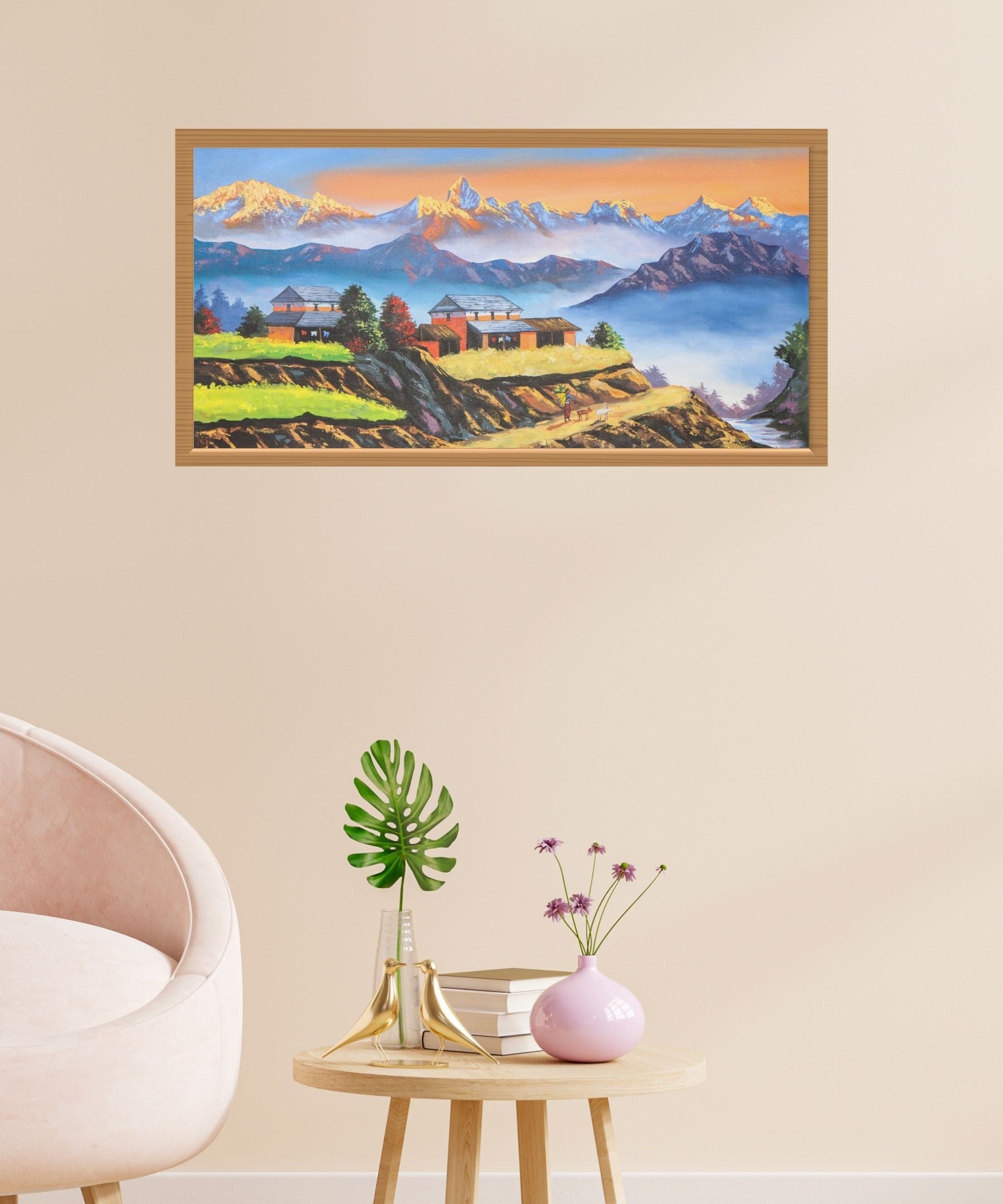 Oil Painting of Mount Everest for aesthetic wall decor.