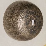 Handmade Himalayan lotus mandala engraved singing bowl tuned to F3 for meditation and sound healing