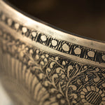 Handmade Himalayan peacock singing bowl carved design tuned to F3 for meditation and sound healing