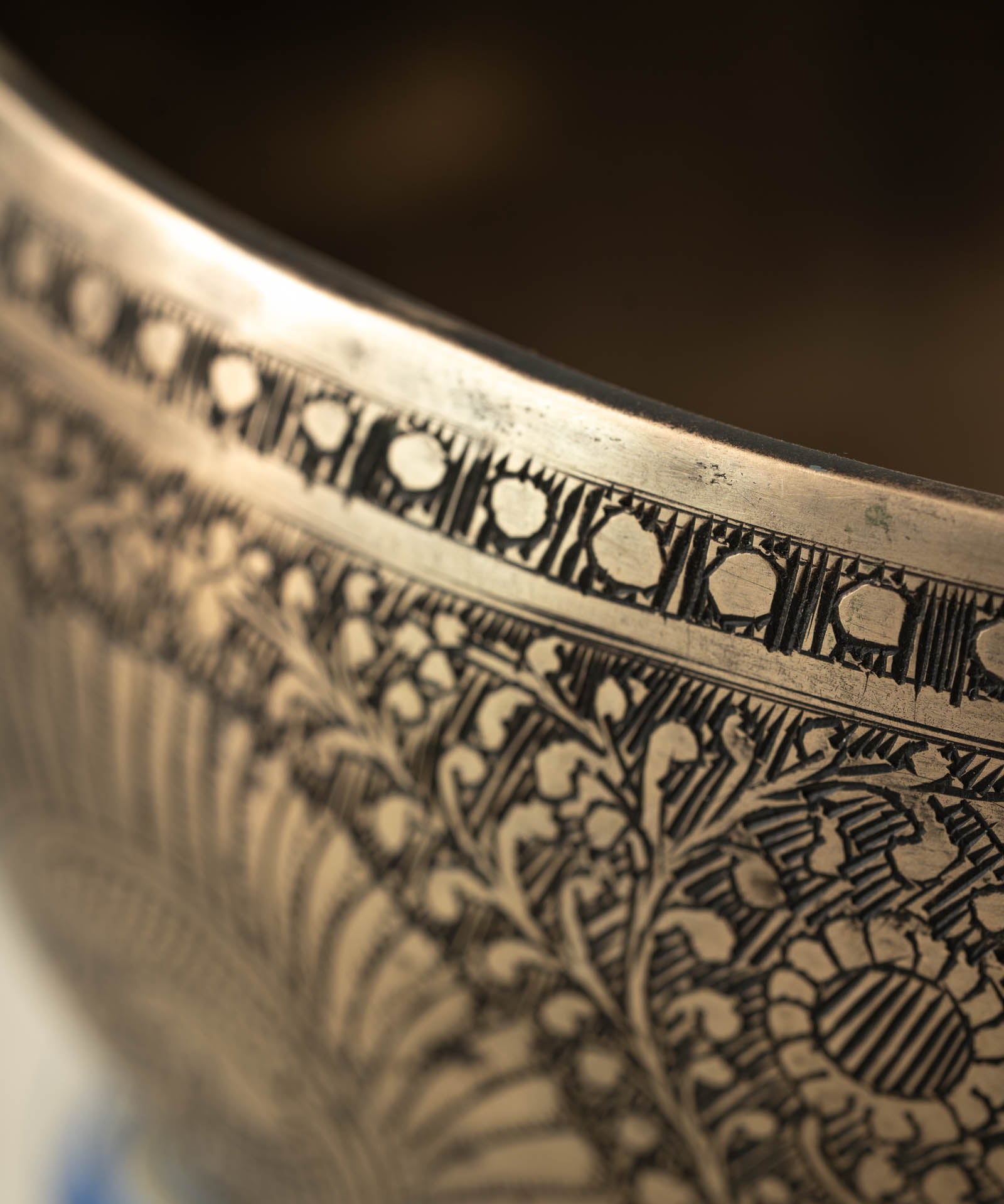 Handmade Himalayan peacock singing bowl carved design tuned to F3 for meditation and sound healing