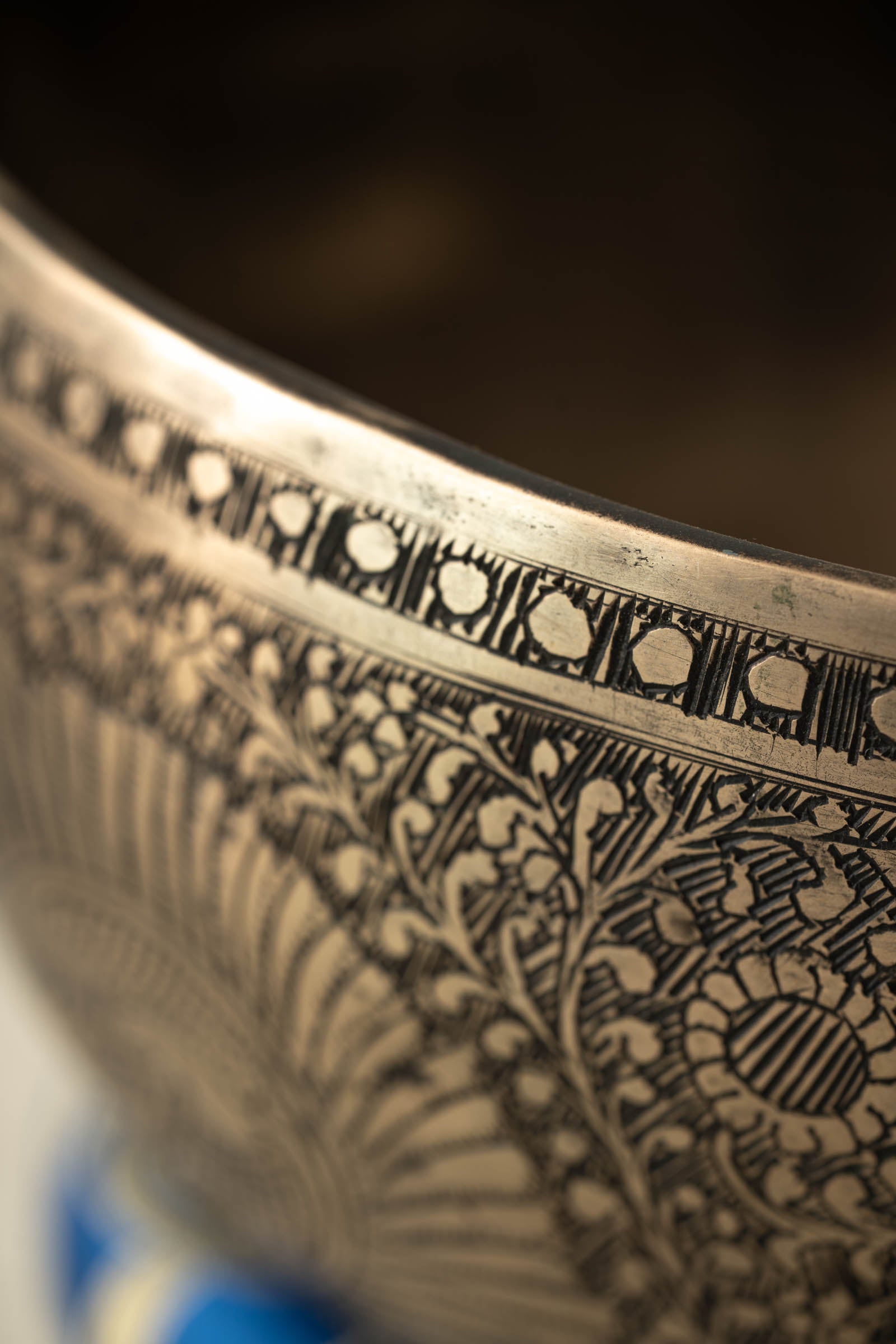 Handmade Himalayan peacock singing bowl carved design tuned to F3 for meditation and sound healing