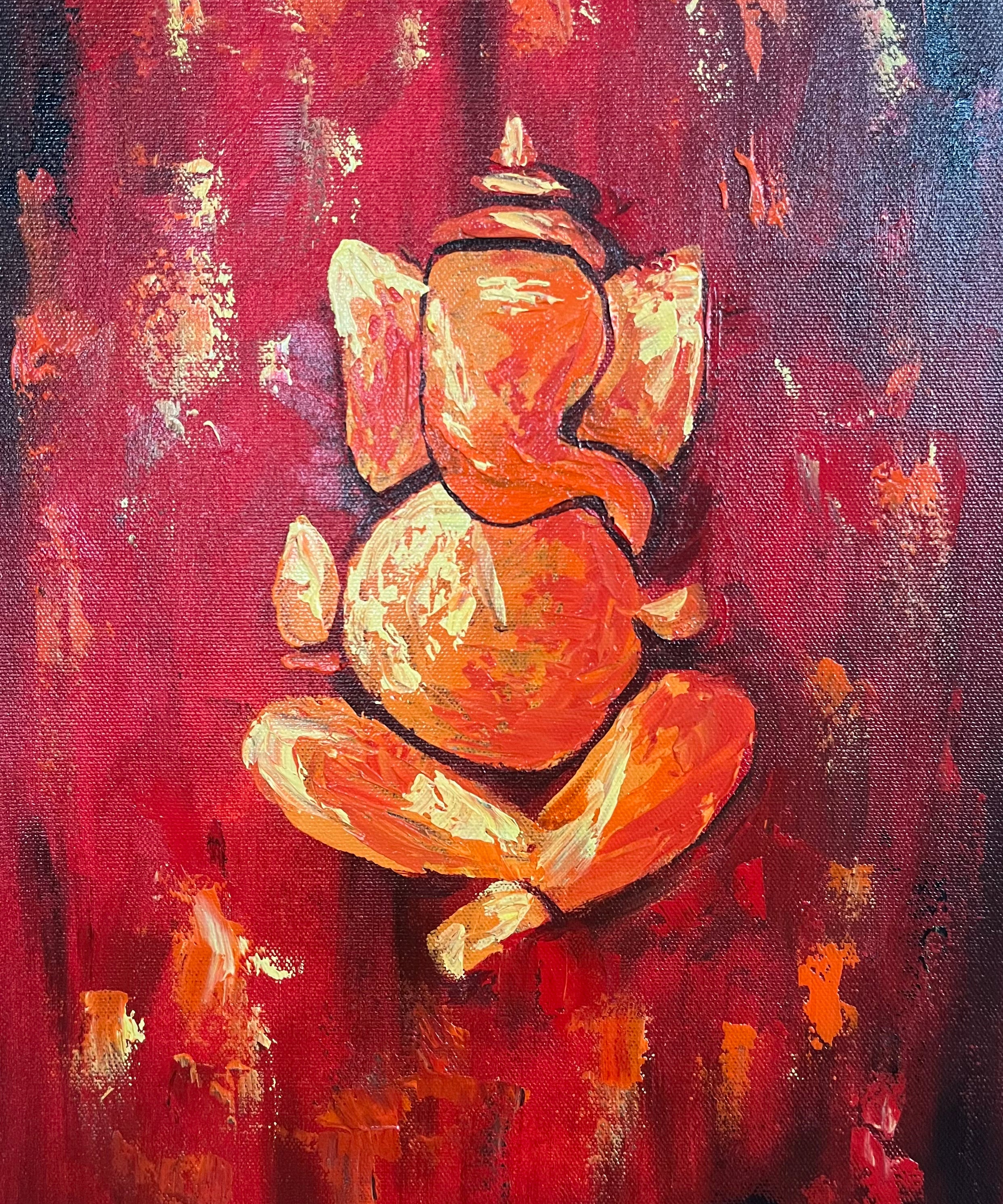 Handpainted Ganesh Oil Painting