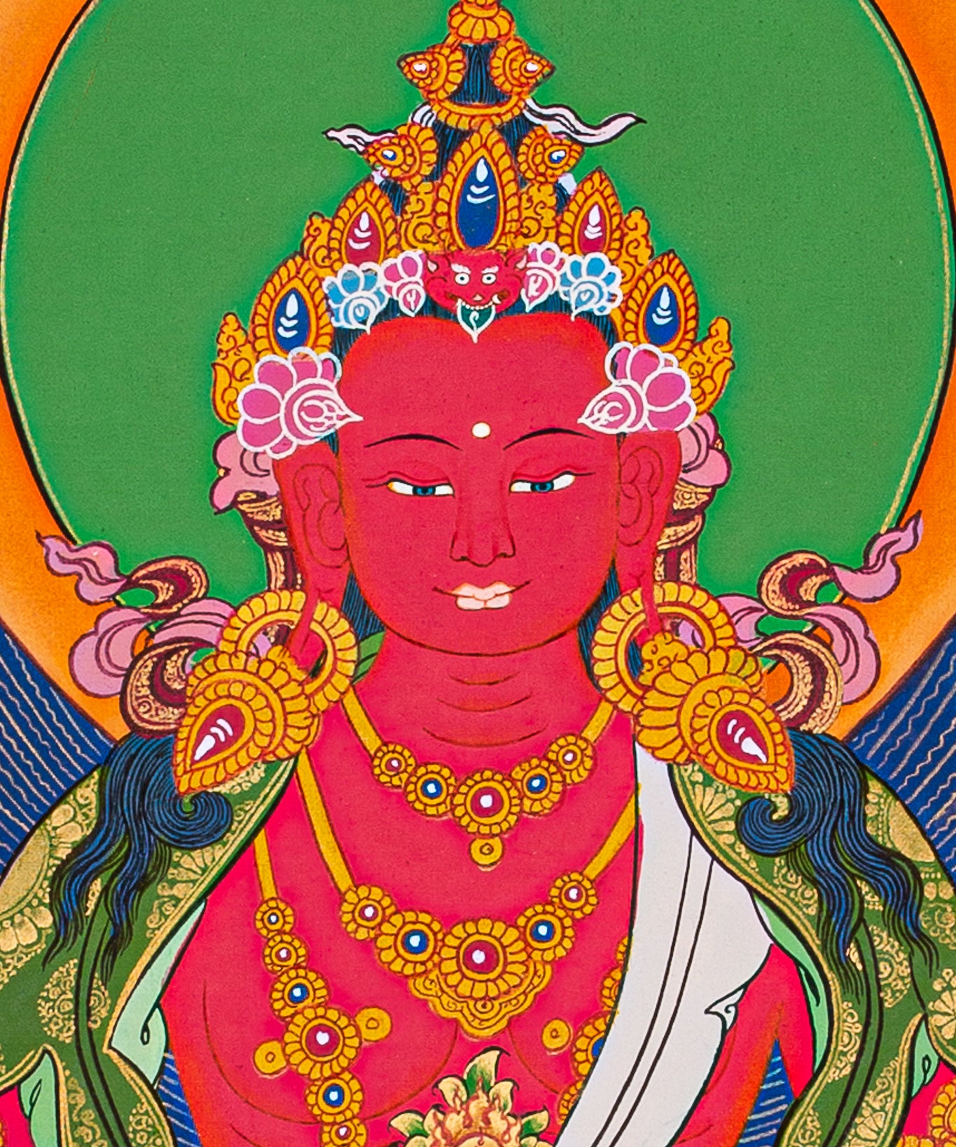     AmitabhaLA-00273_3  1365 × 1859px  Amitayus Buddha Thangka painting- Red Buddha with Crown
