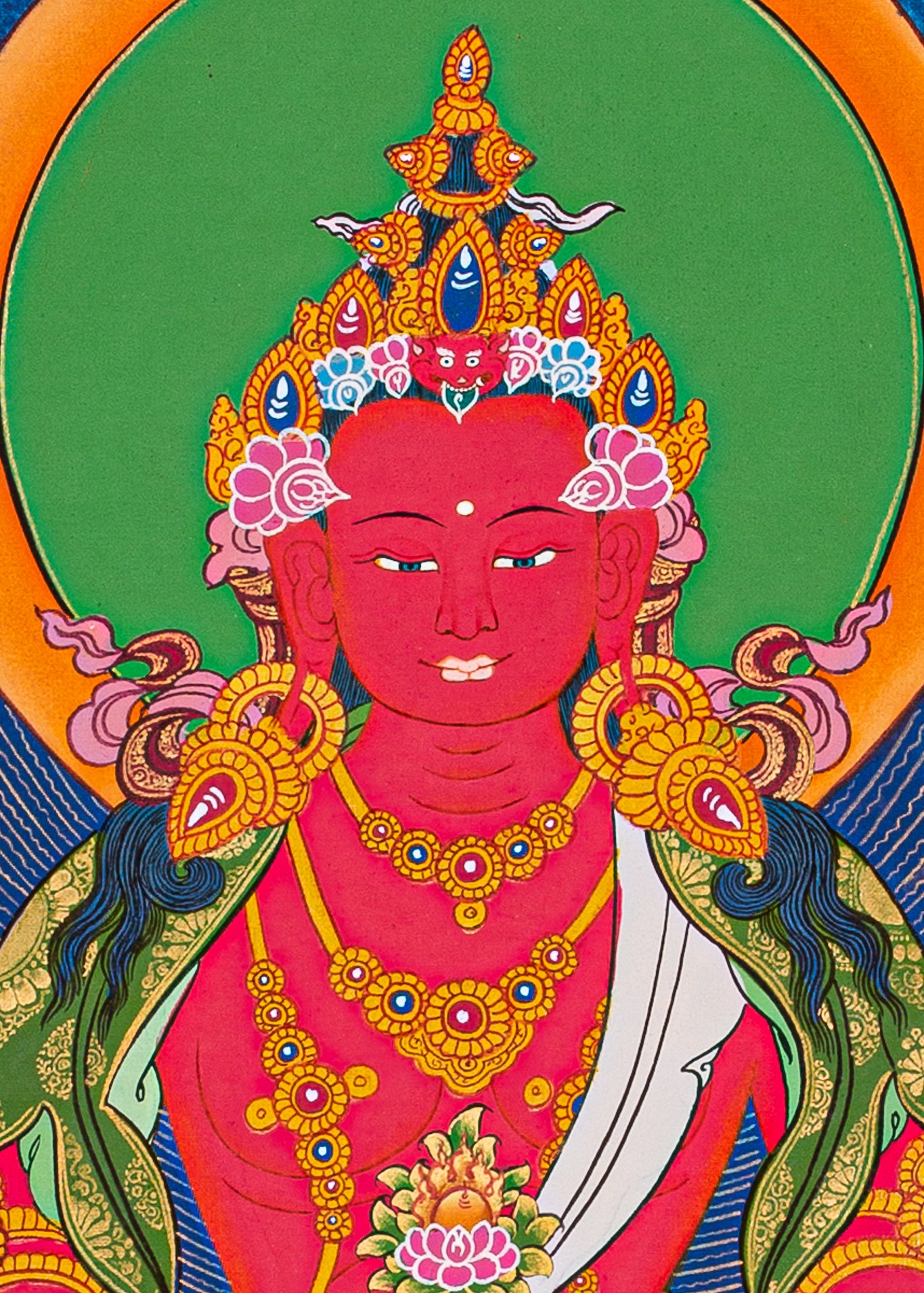     AmitabhaLA-00273_3  1365 × 1859px  Amitayus Buddha Thangka painting- Red Buddha with Crown