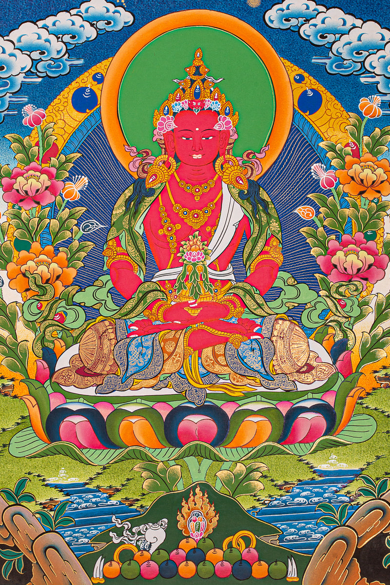     AmitabhaLA-00273_3  1365 × 1859px  Amitayus Buddha Thangka painting- Red Buddha with Crown