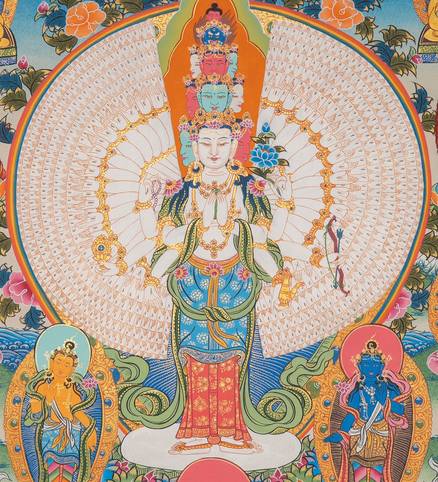 1000-Armed Avalokiteshvara - Handpainted Thangka Art