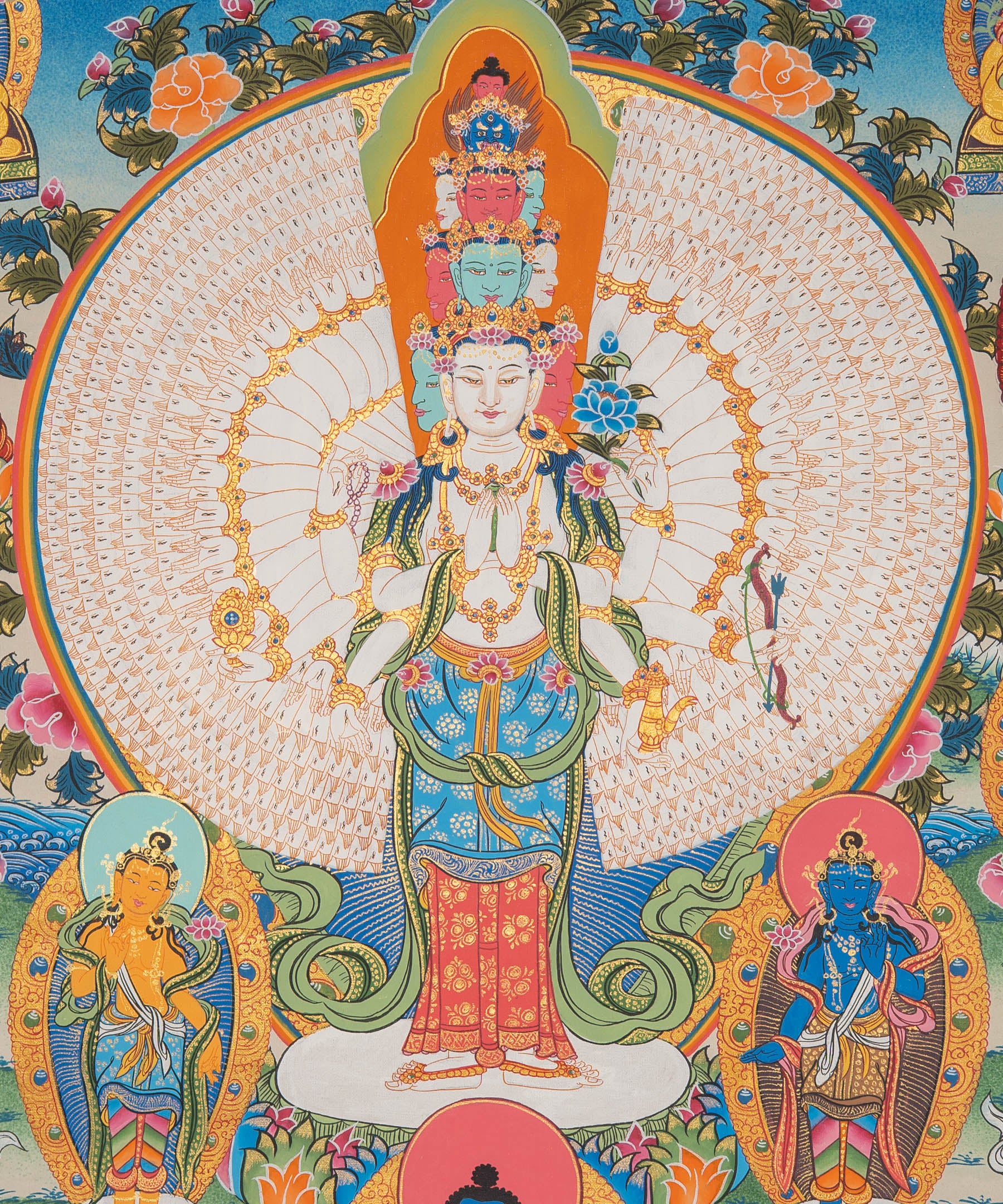 1000-Armed Avalokiteshvara - Handpainted Thangka Art