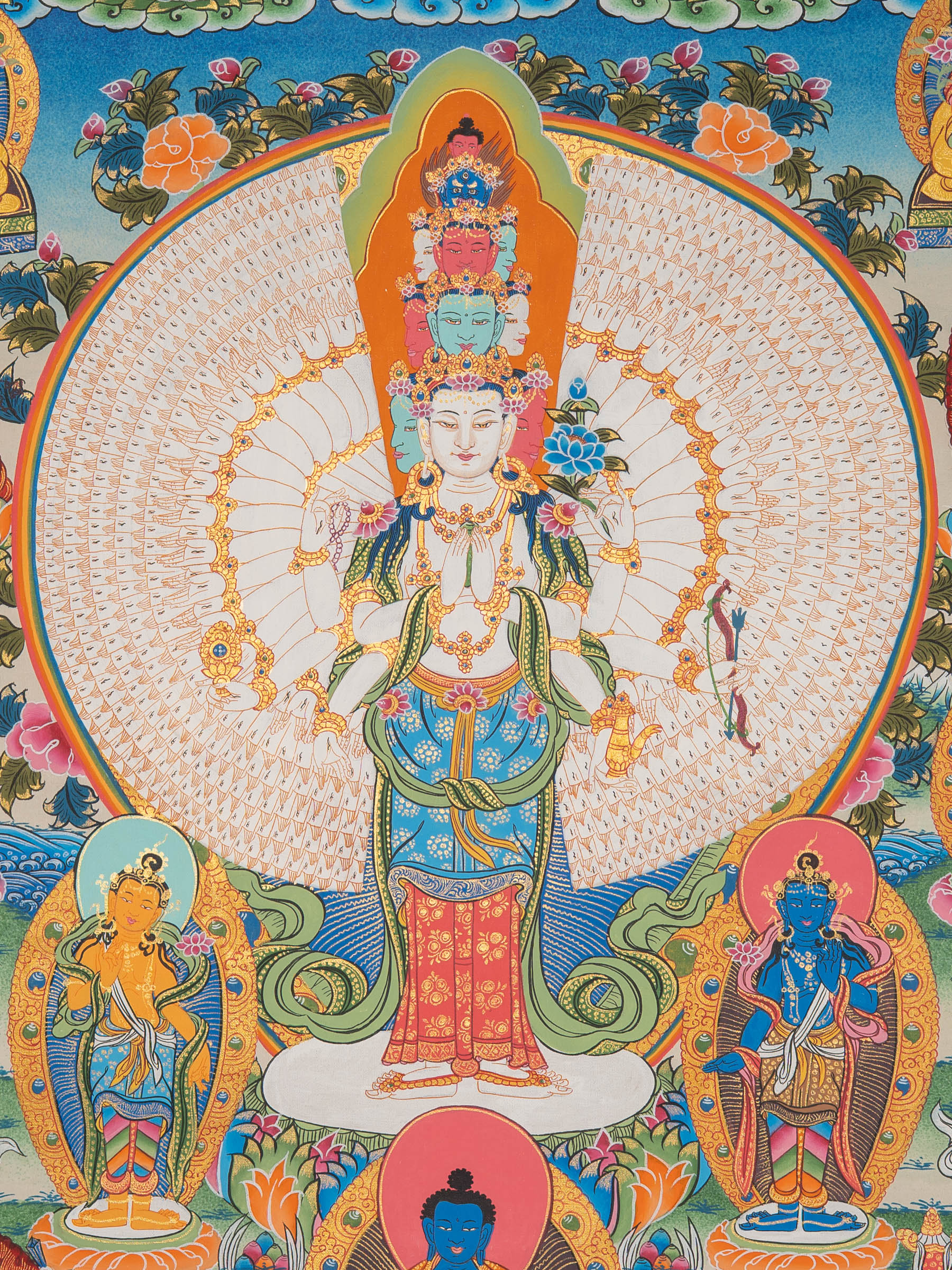 1000-Armed Avalokiteshvara - Handpainted Thangka Art
