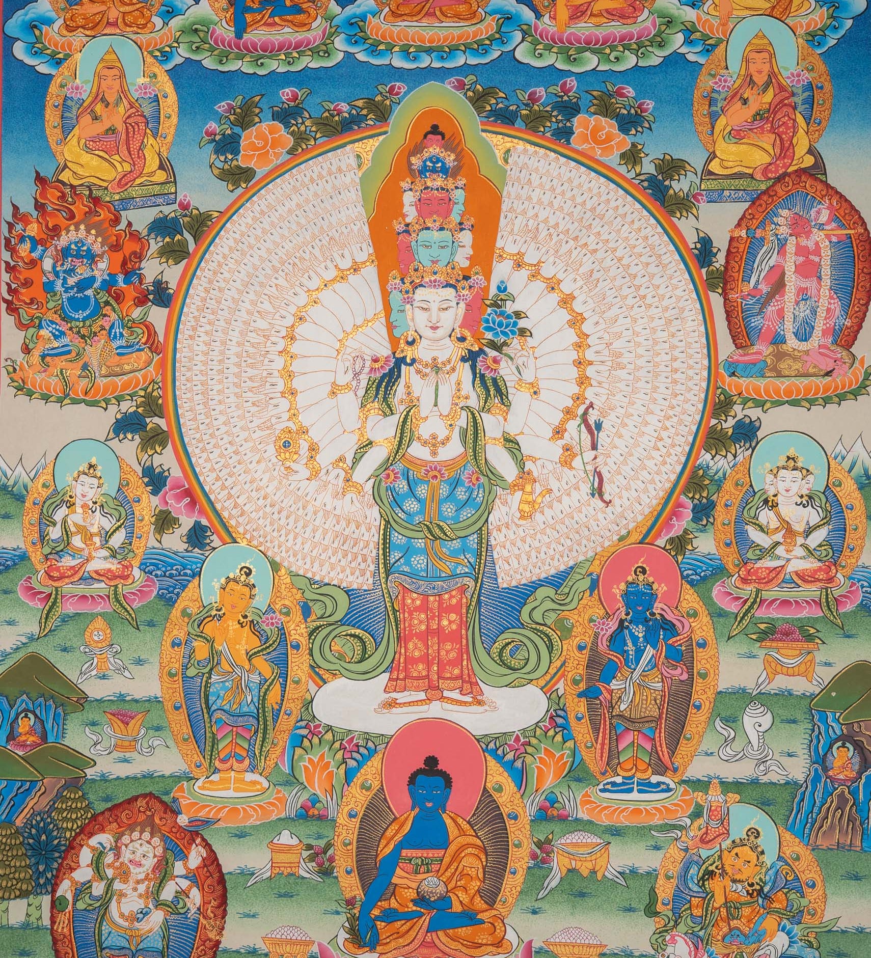 1000-Armed Avalokiteshvara - Handpainted Thangka Art
