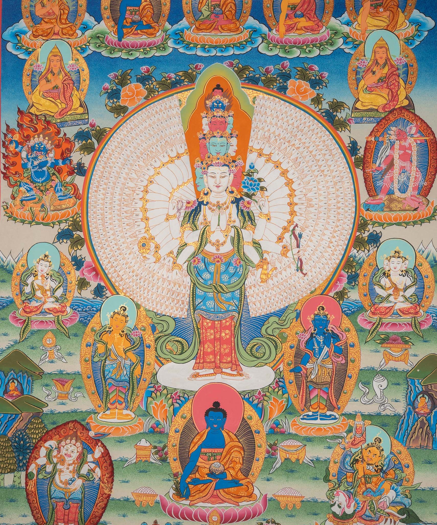 1000-Armed Avalokiteshvara - Handpainted Thangka Art