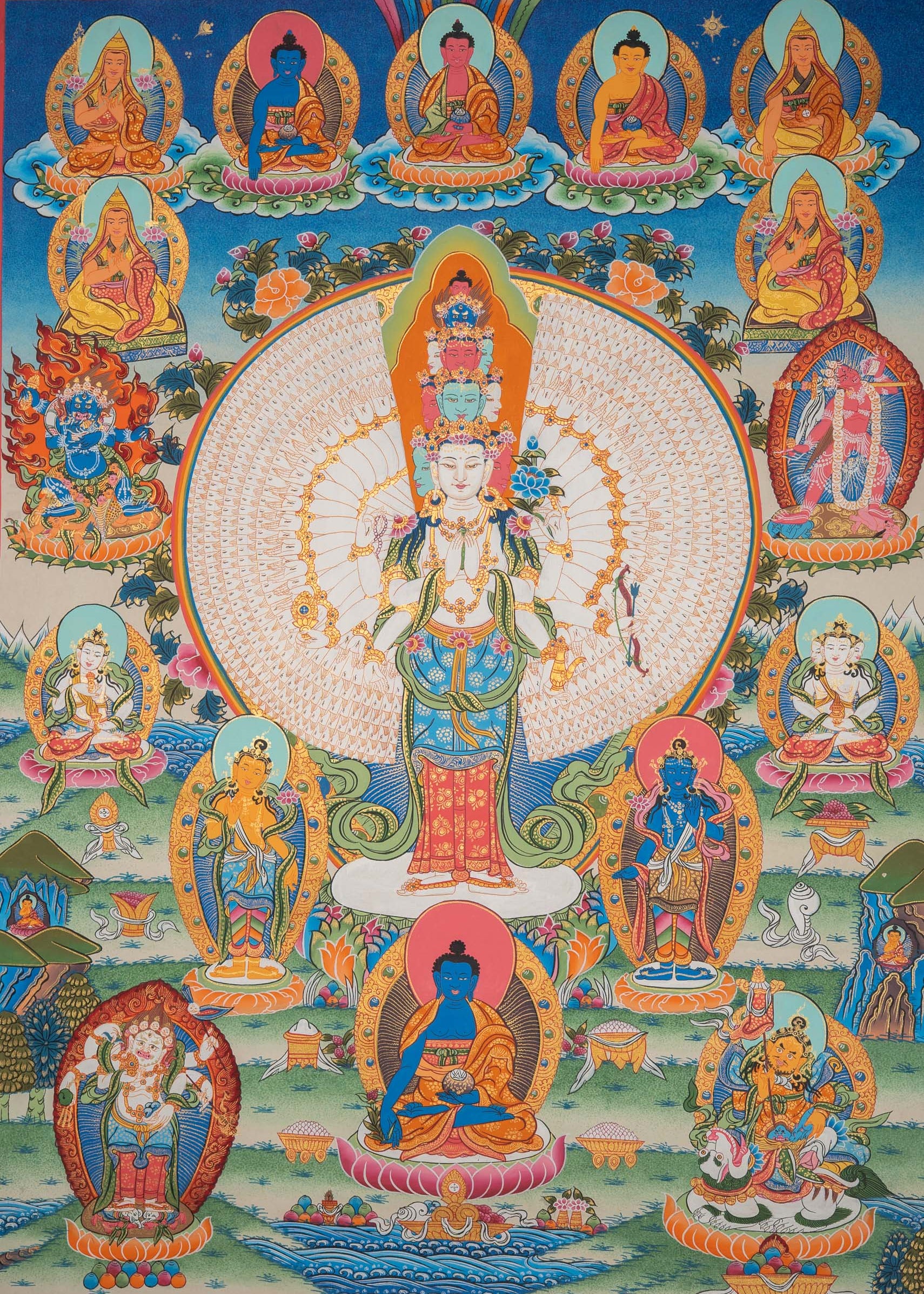 1000-Armed Avalokiteshvara - Handpainted Thangka Art