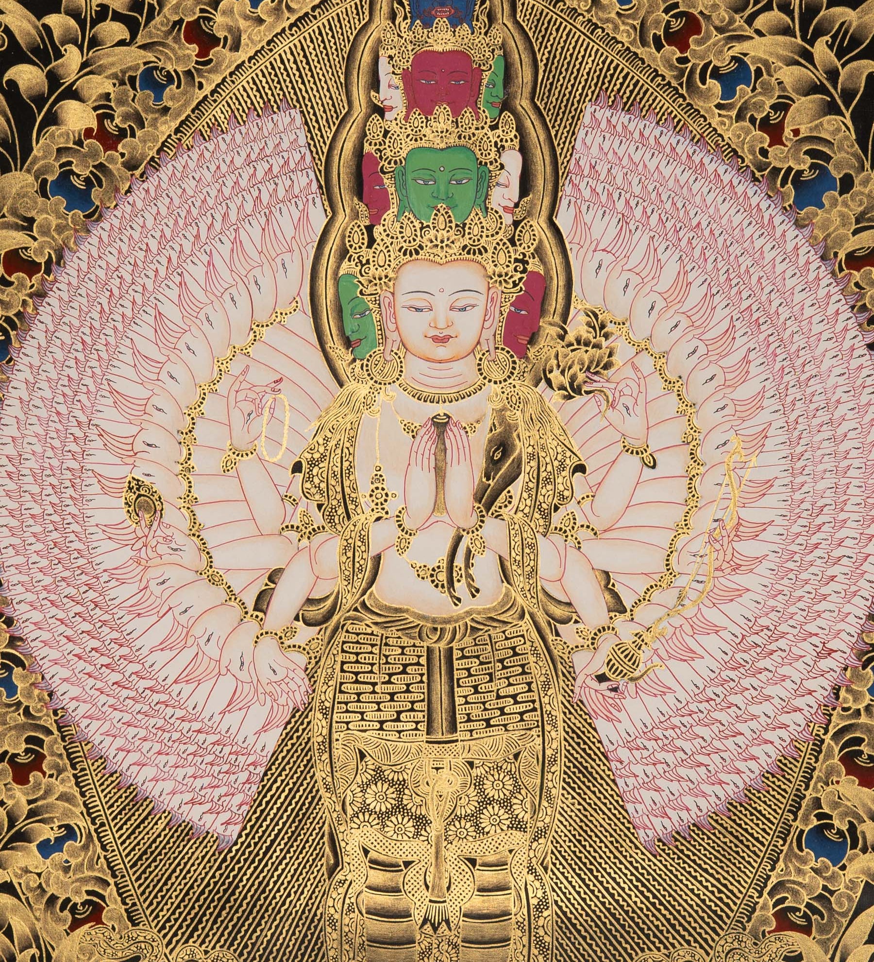 Avalokiteshvara Thangka- Handpainted Art
