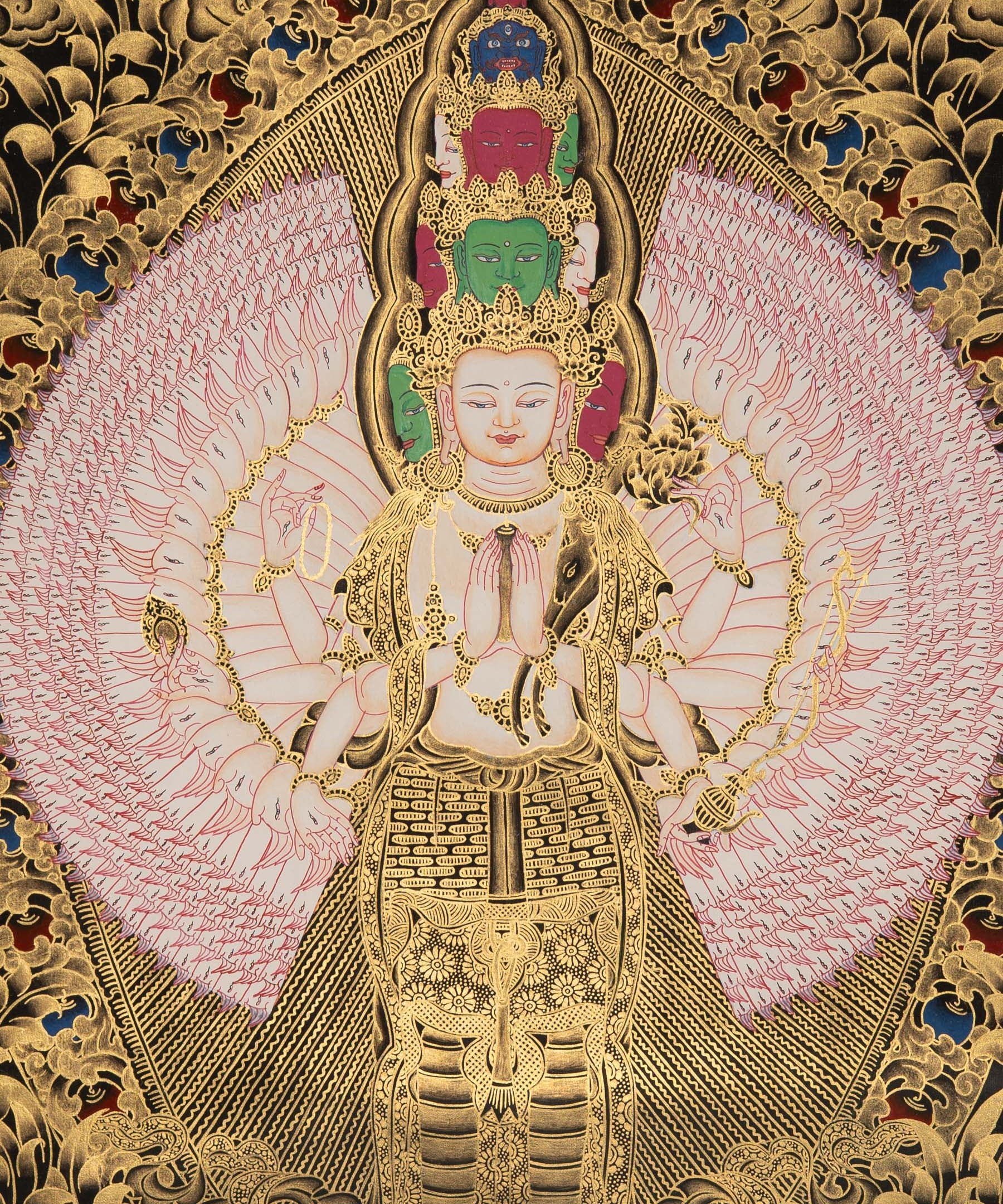 Avalokiteshvara Thangka- Handpainted Art