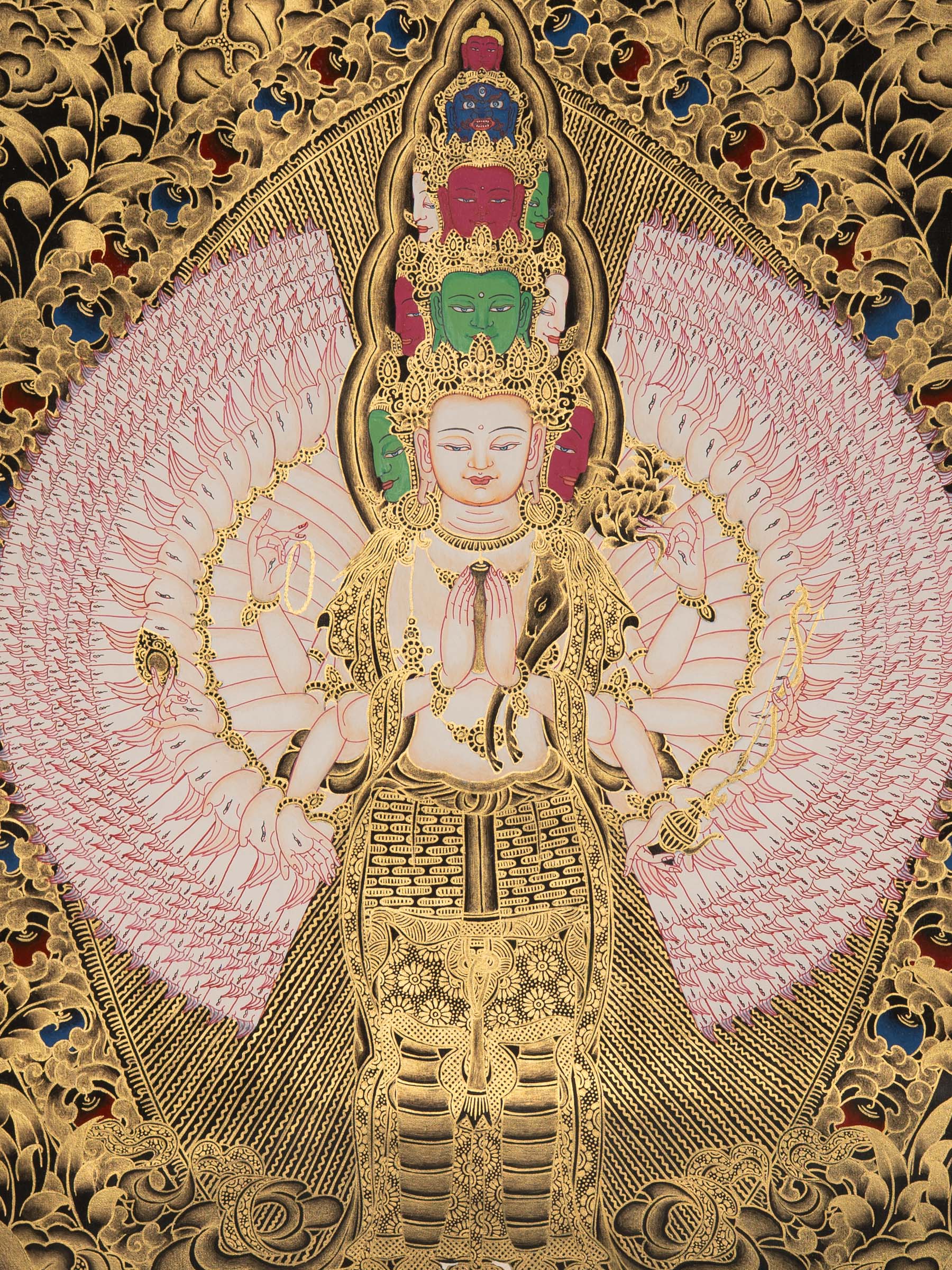 Avalokiteshvara Thangka- Handpainted Art
