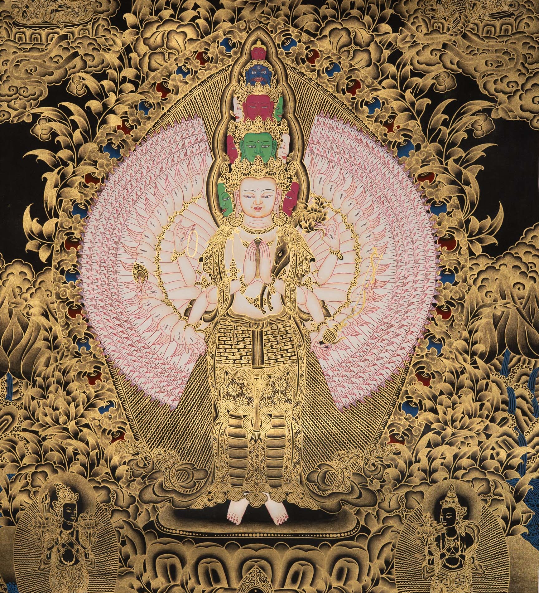 Avalokiteshvara Thangka- Handpainted Art