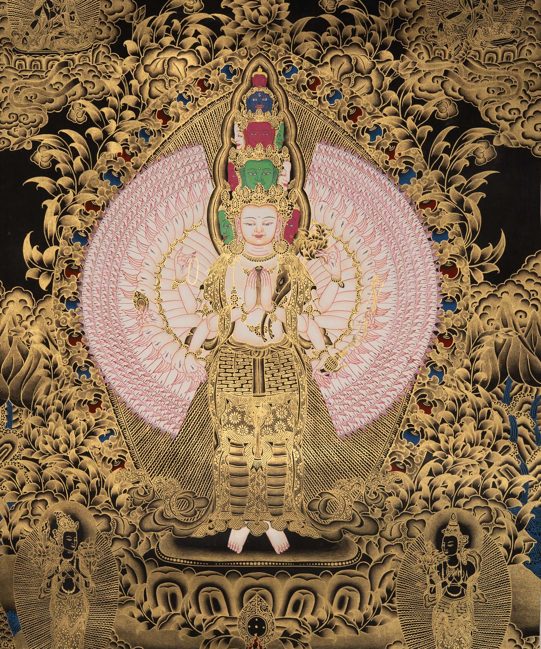 Avalokiteshvara Thangka- Handpainted Art