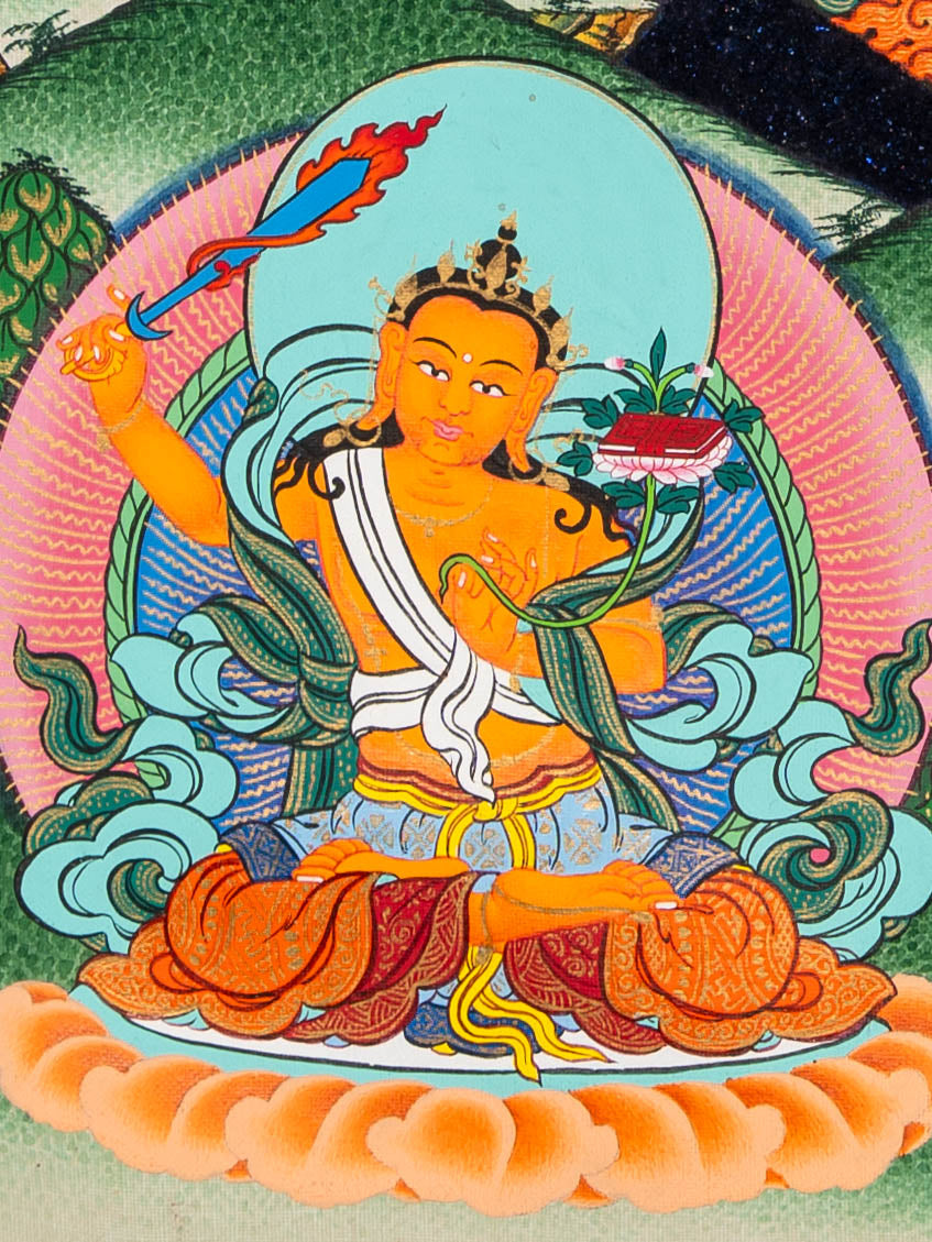 Avalokiteshvara Mandala Thangka with Lapis Stone Pigments