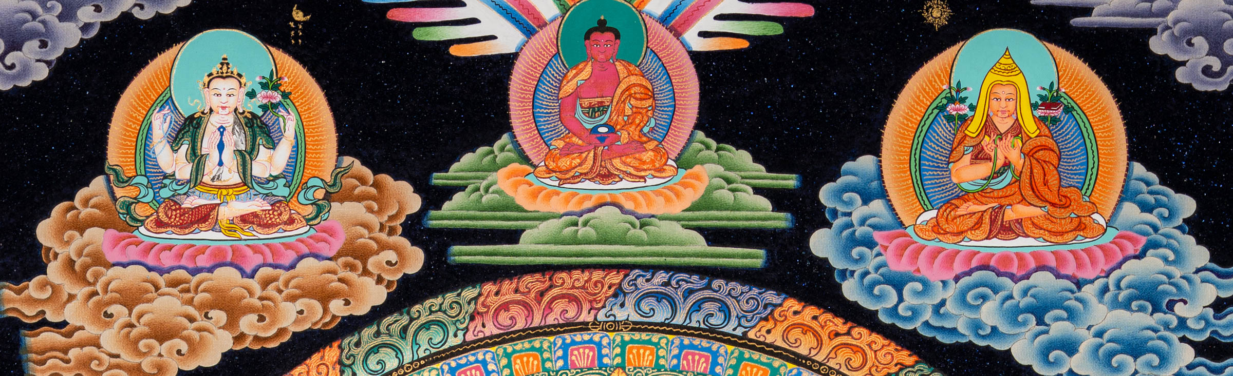 Avalokiteshvara Mandala Thangka with Lapis Stone Pigments