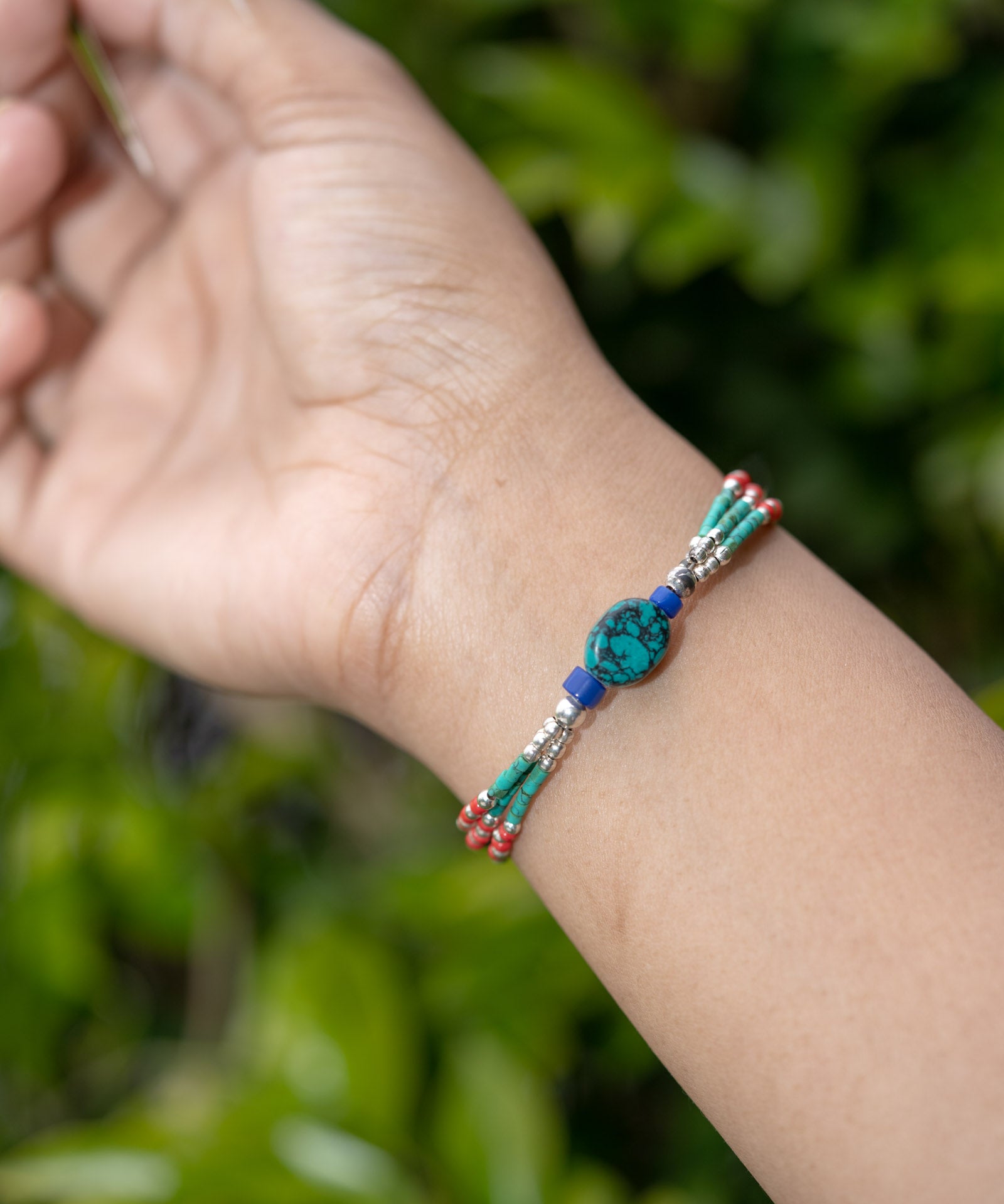 Afgani Style Turquoise Stone Bracelet for good fortune.