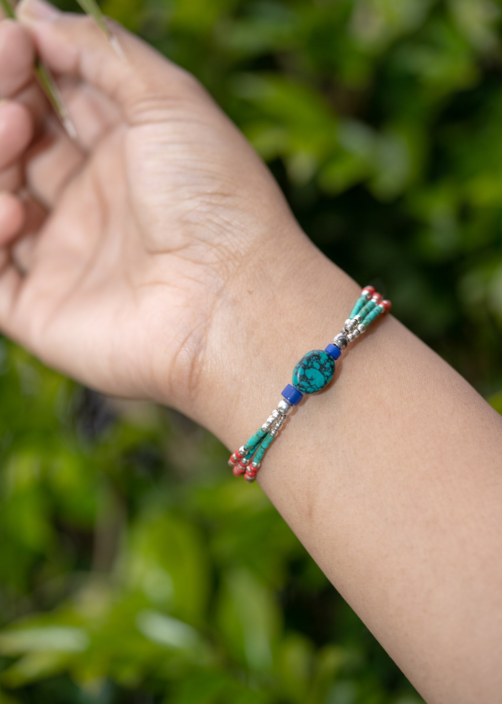 Afgani Style Turquoise Stone Bracelet for good fortune.