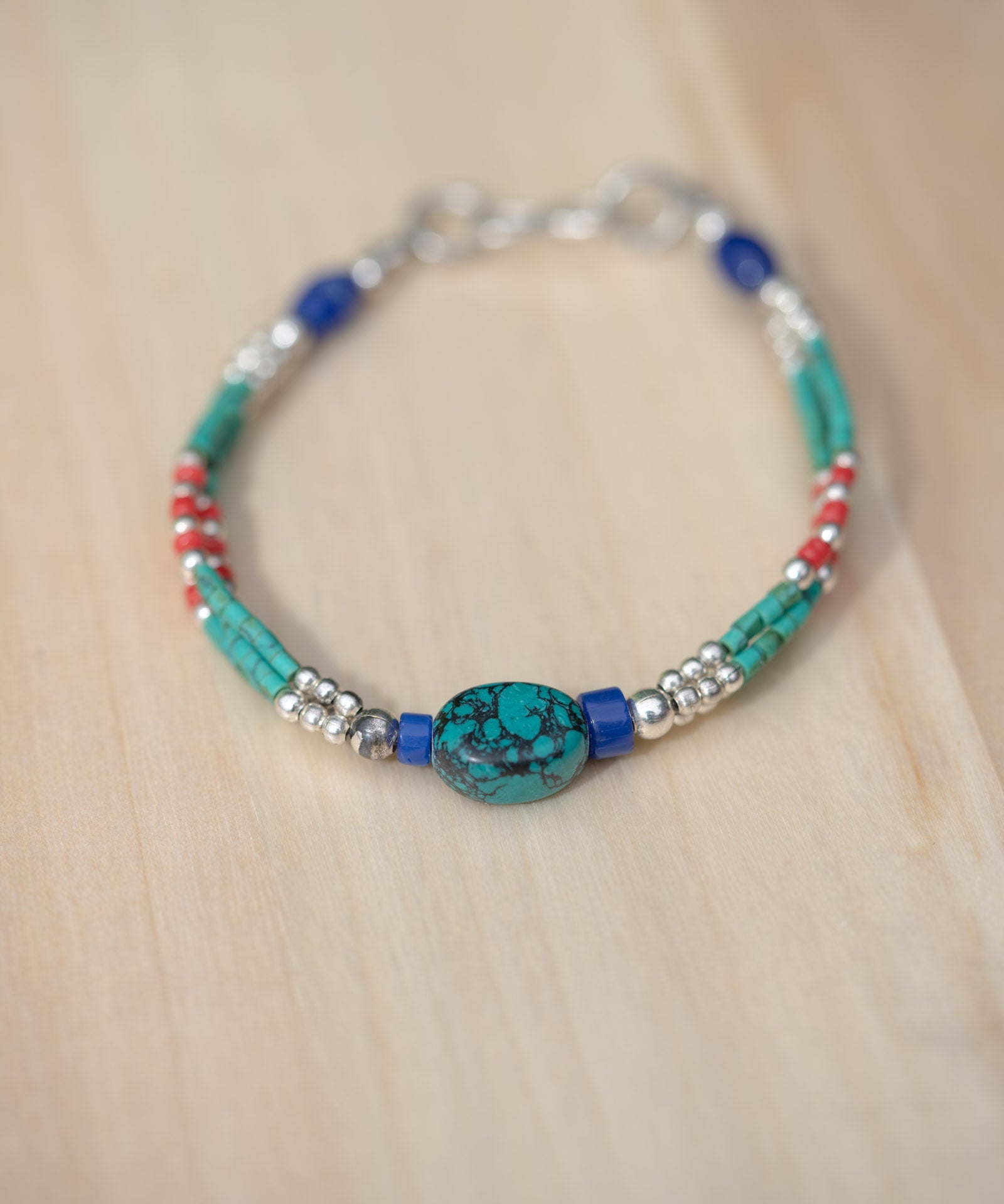 Afgani Style Turquoise Stone Bracelet for good fortune.