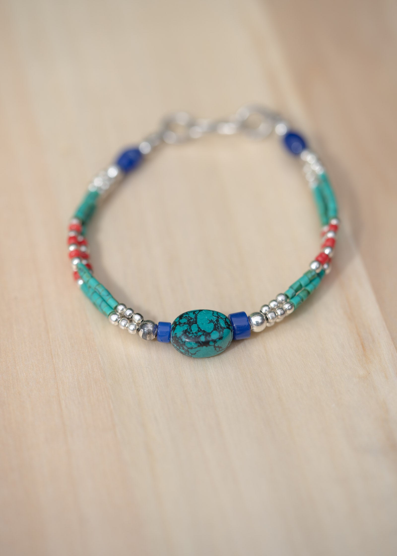 Afgani Style Turquoise Stone Bracelet for good fortune.