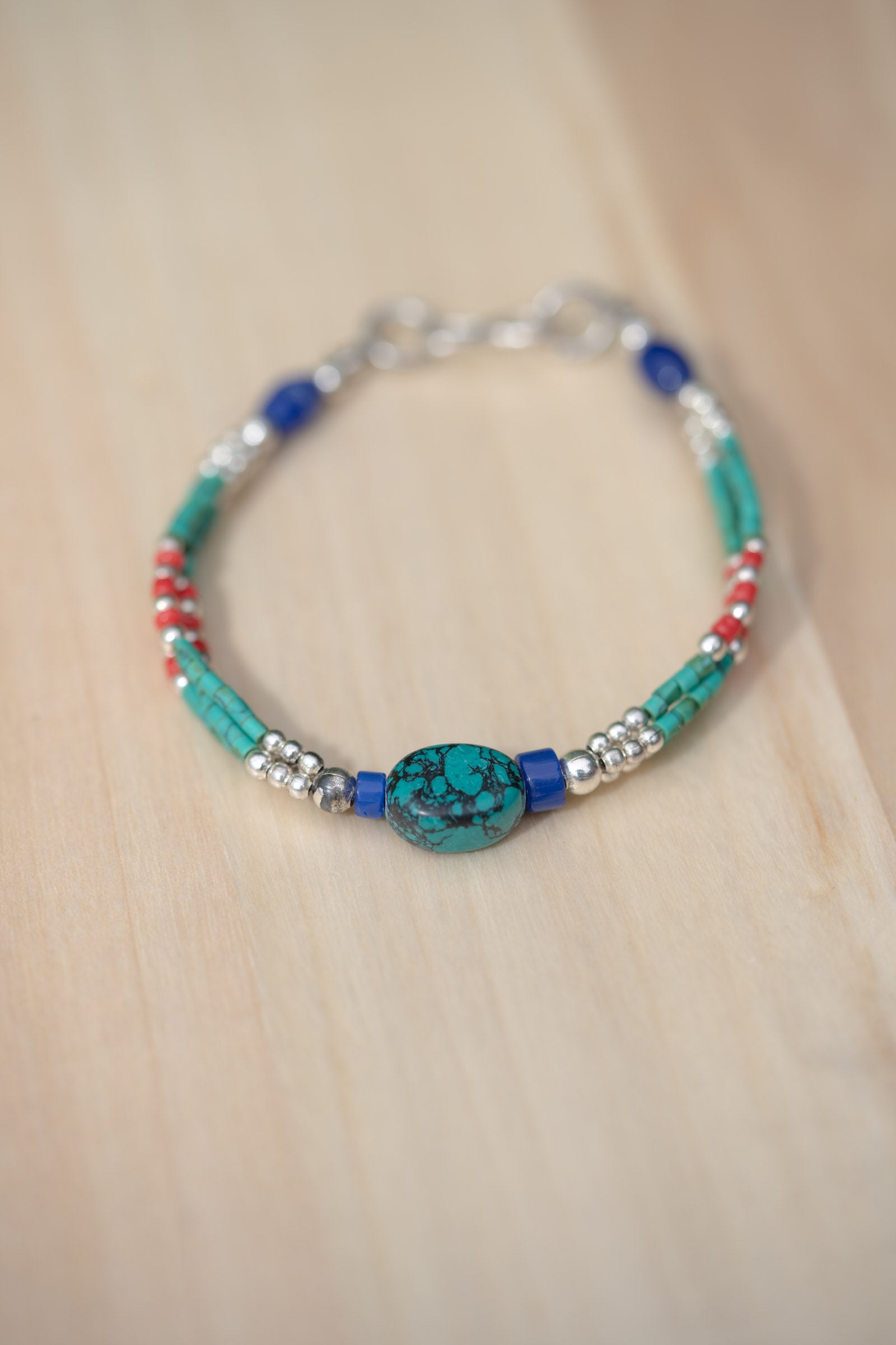Afgani Style Turquoise Stone Bracelet for good fortune.