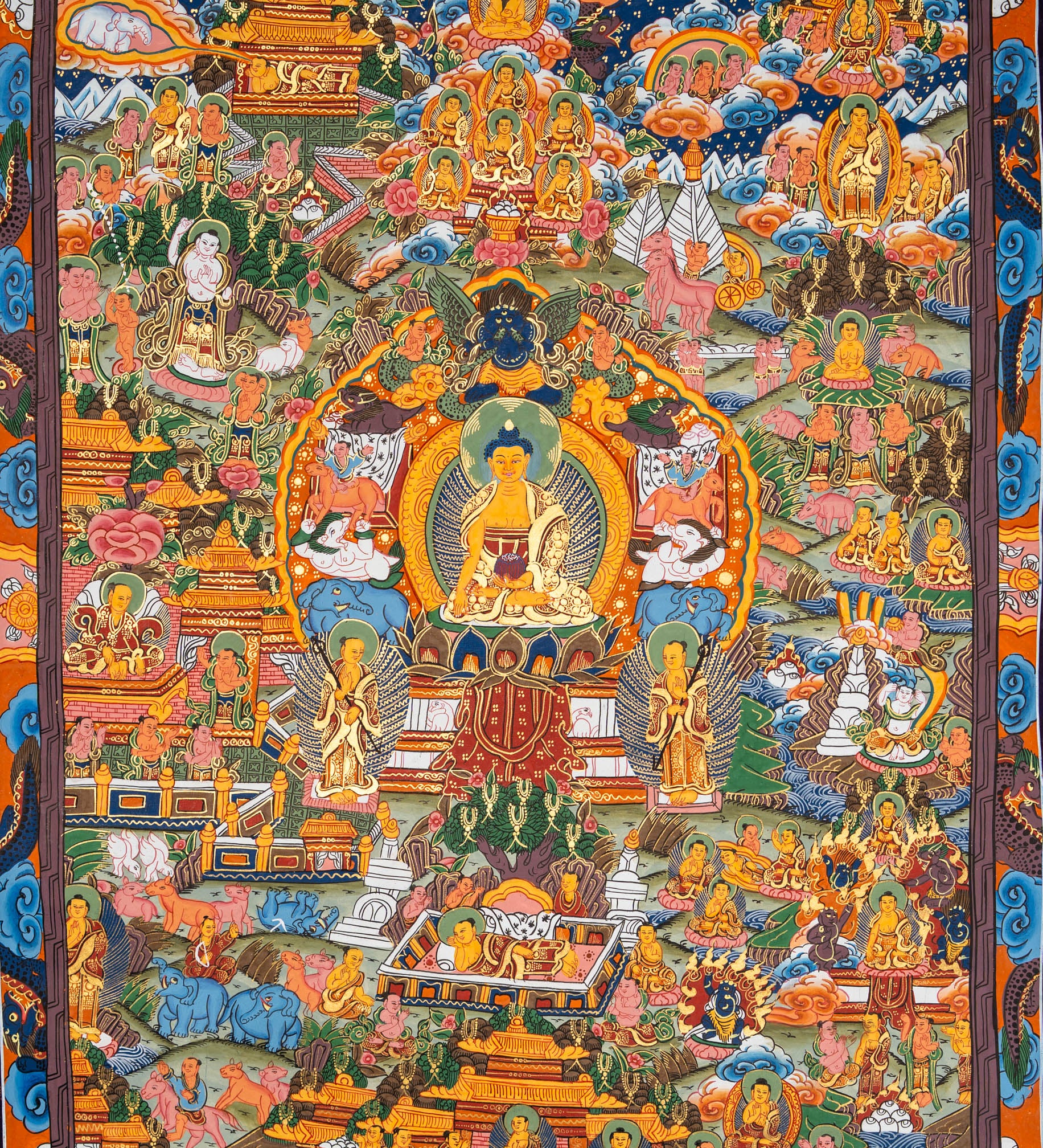 Buddha Life Thangka – Sacred Tibetan Painting
