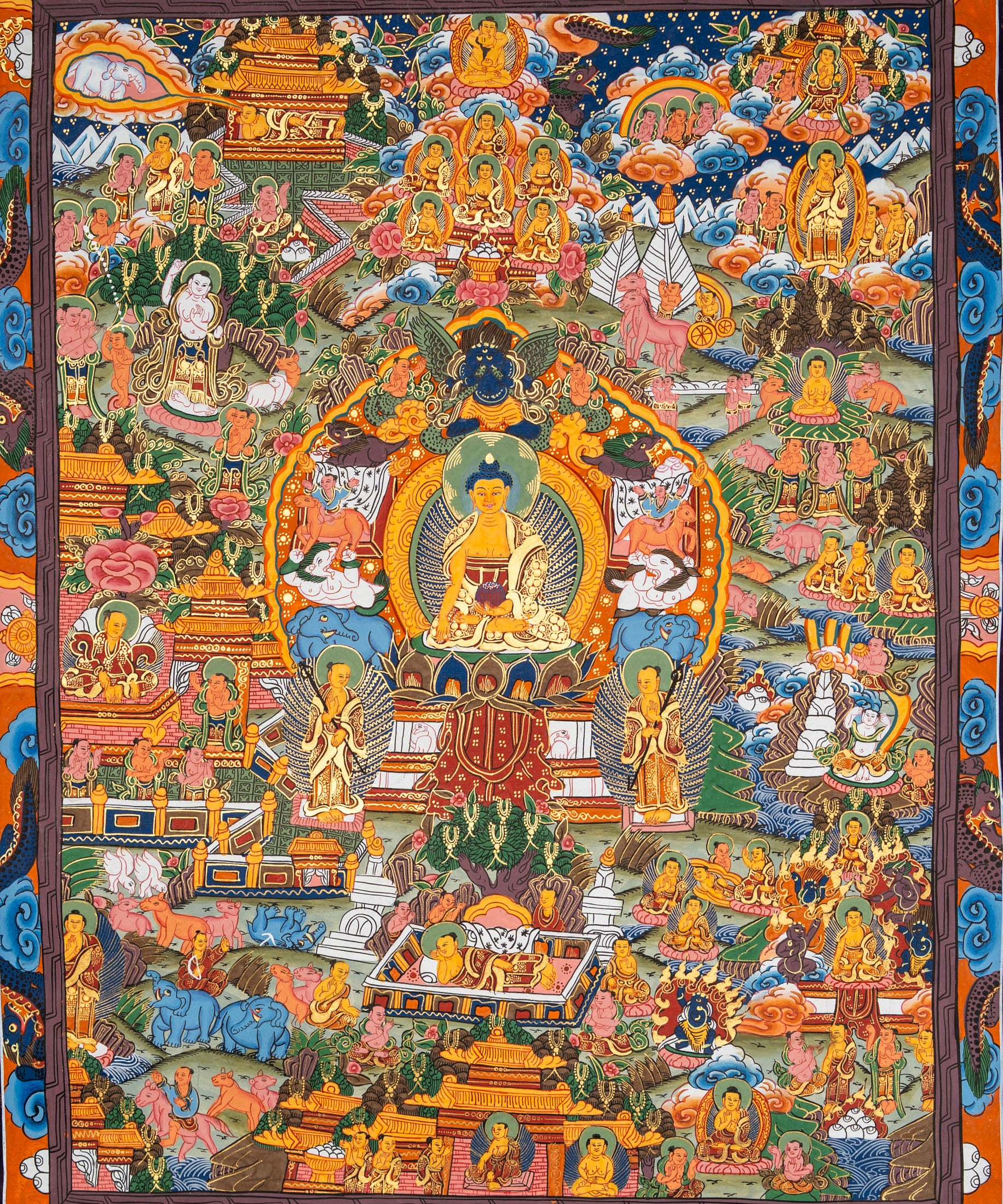 Buddha Life Thangka – Sacred Tibetan Painting