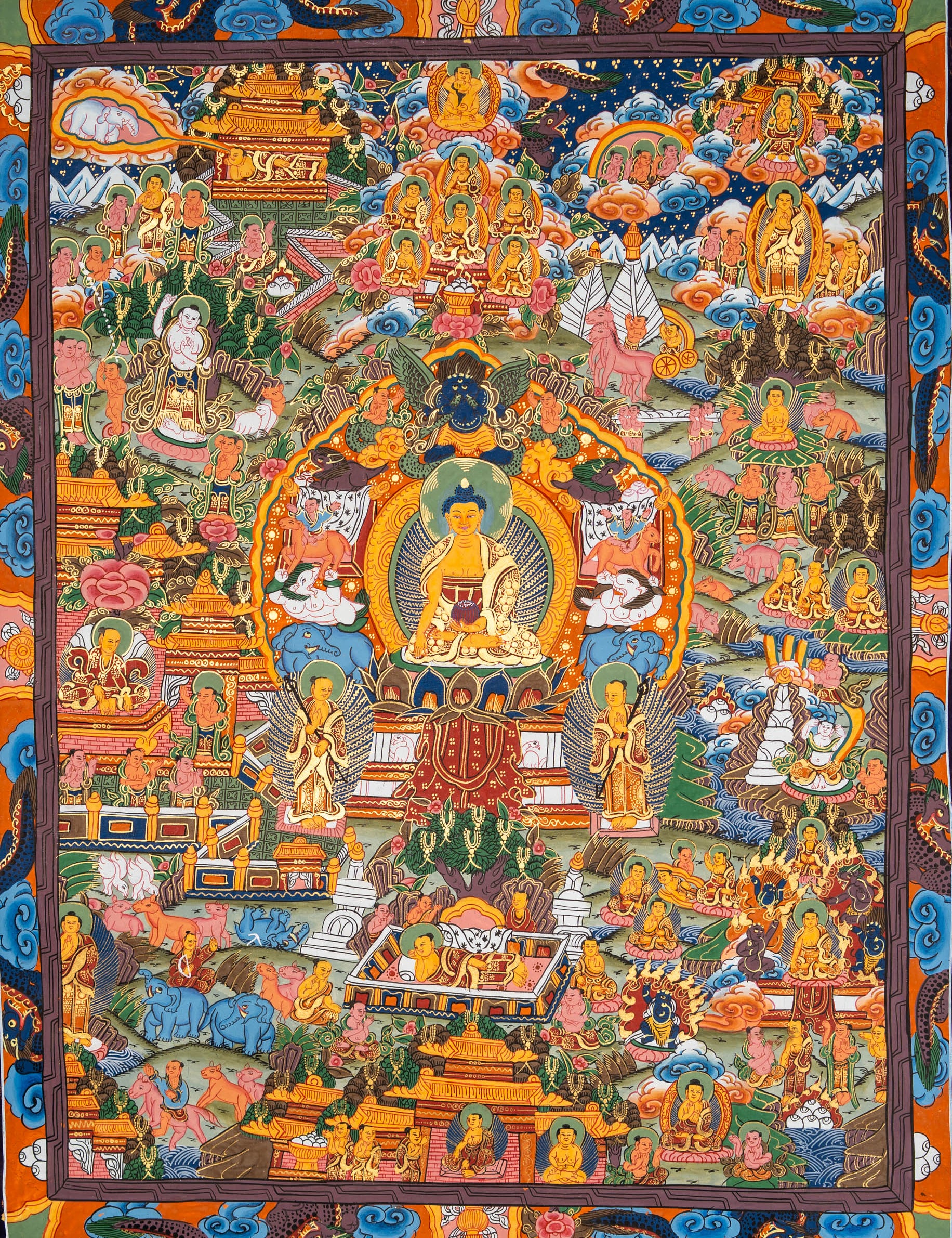Buddha Life Thangka – Sacred Tibetan Painting