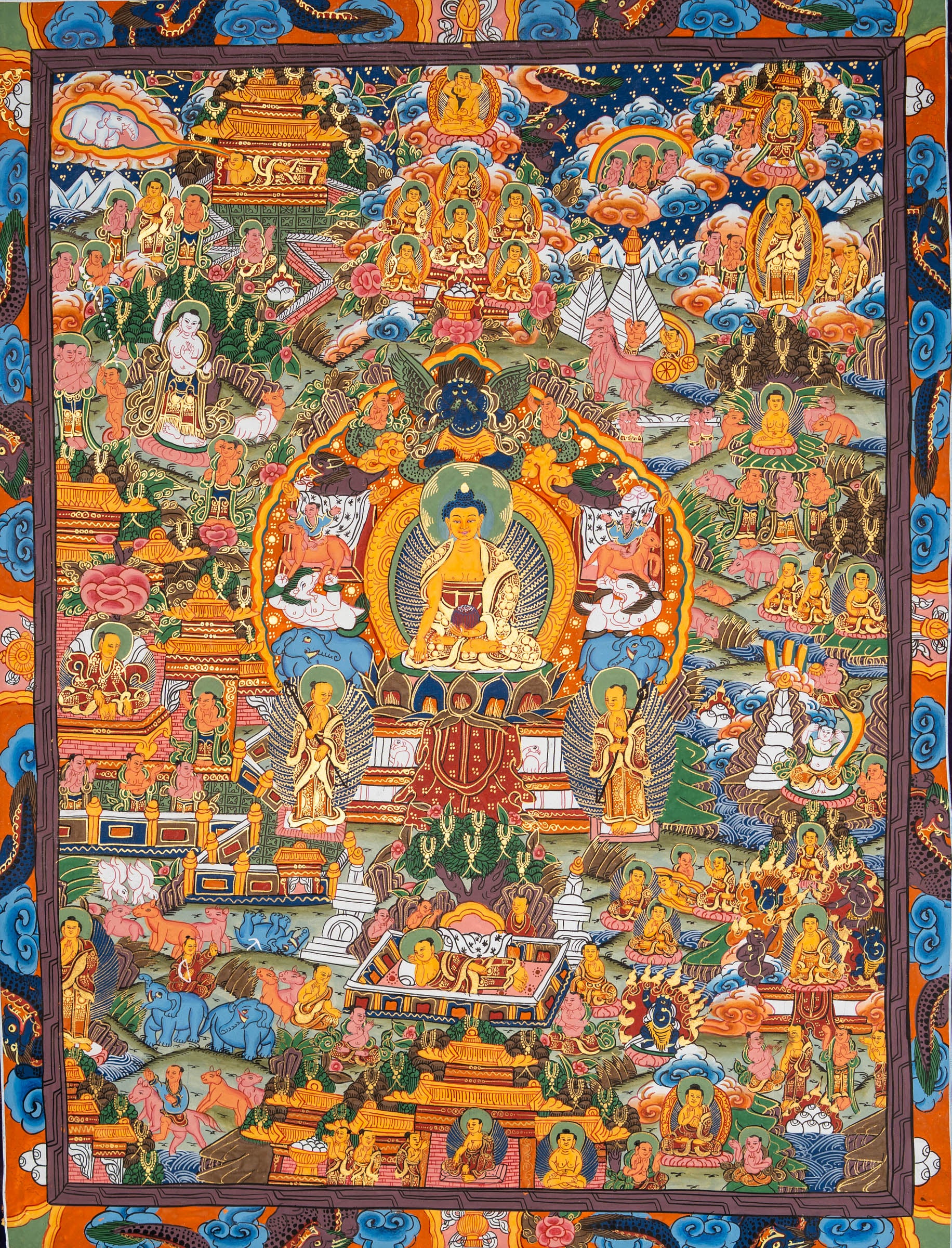 Buddha Life Thangka – Sacred Tibetan Painting