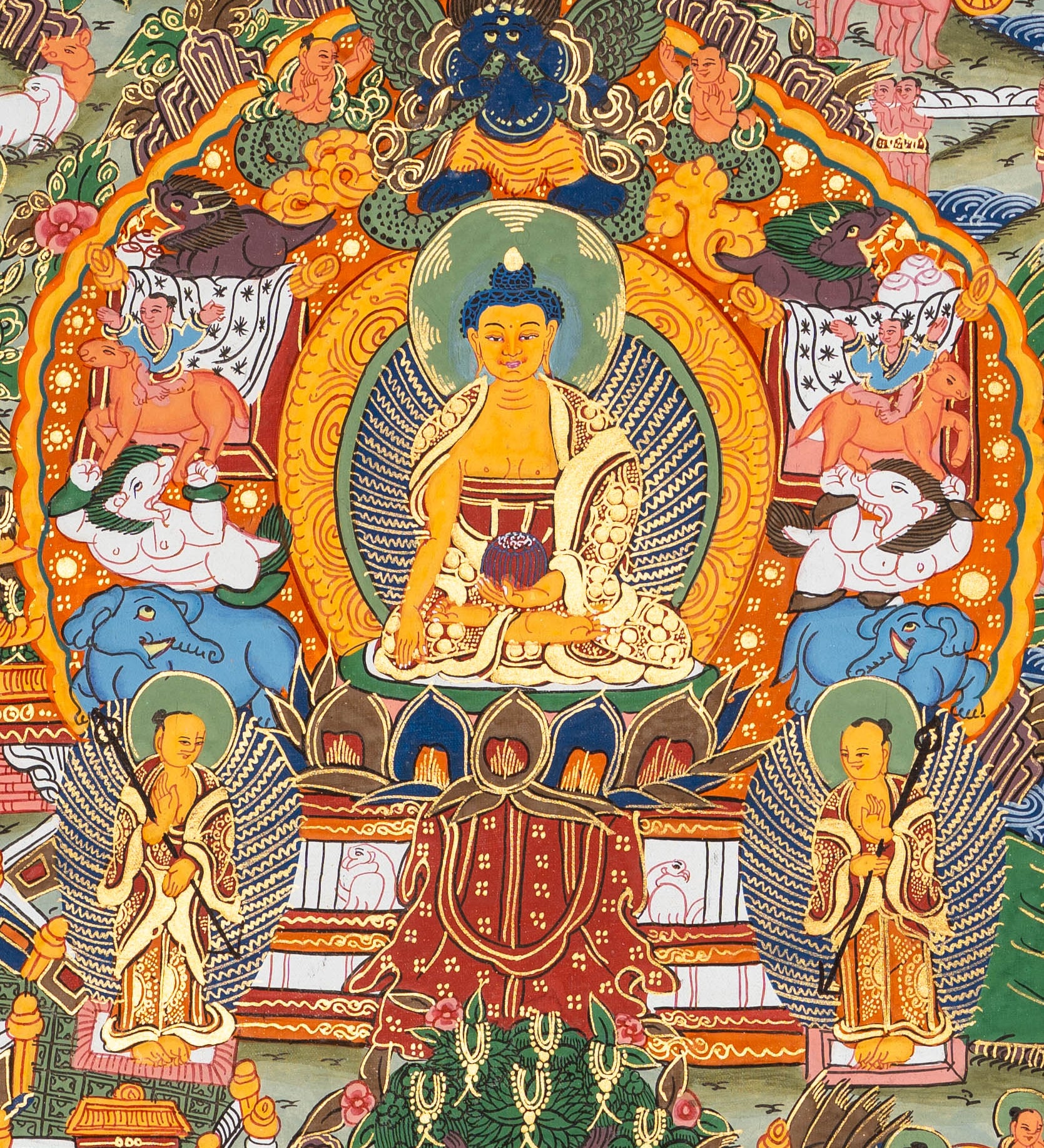Buddha Life Thangka – Sacred Tibetan Painting