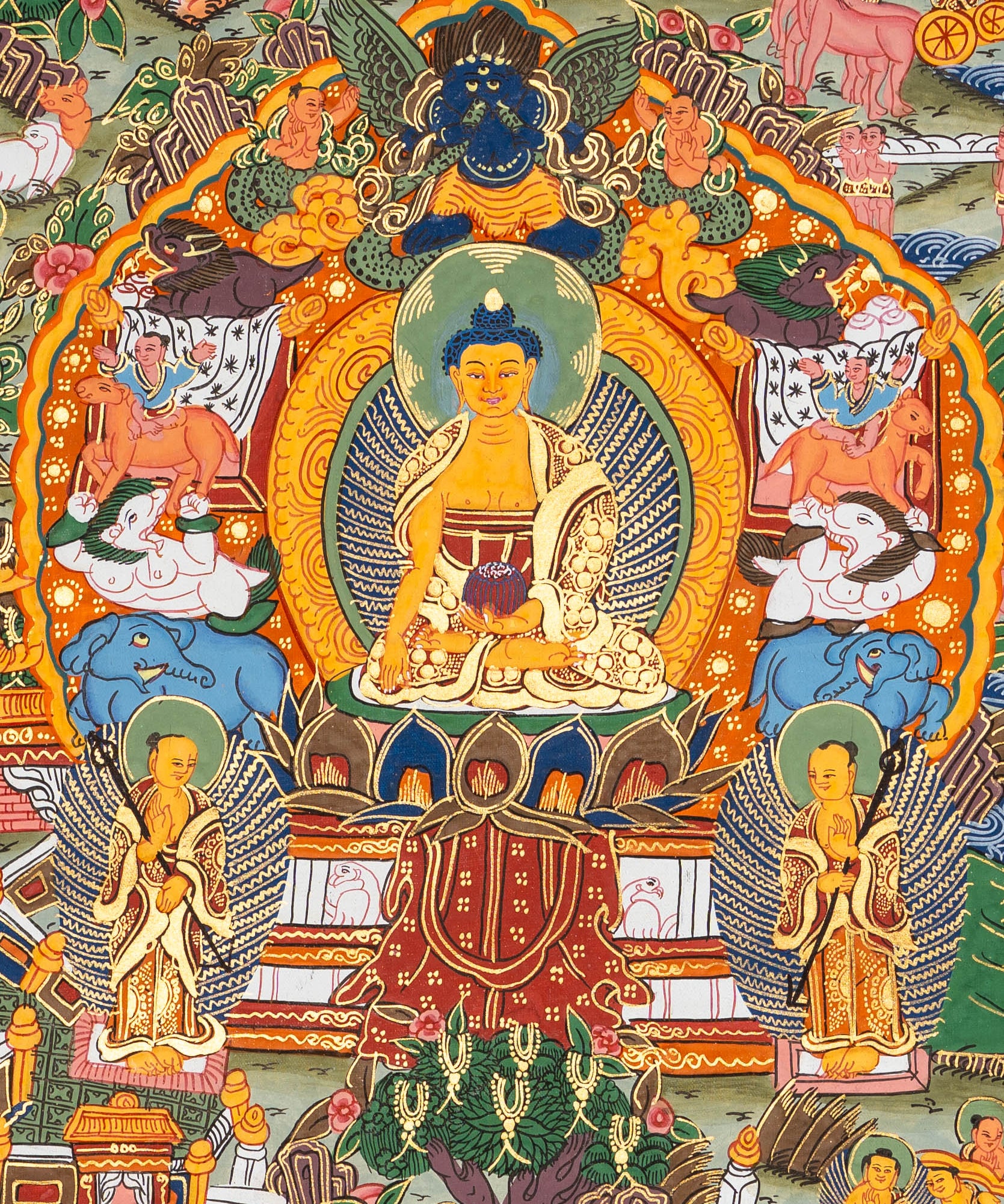 Buddha Life Thangka – Sacred Tibetan Painting