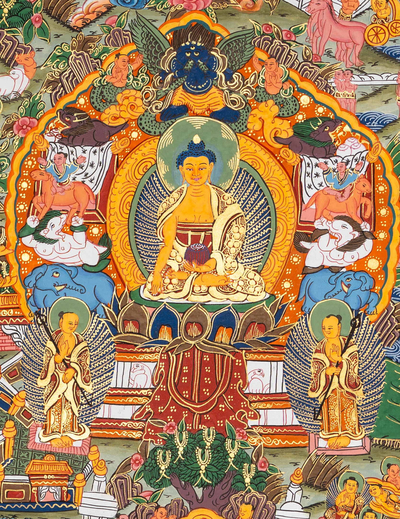 Buddha Life Thangka – Sacred Tibetan Painting