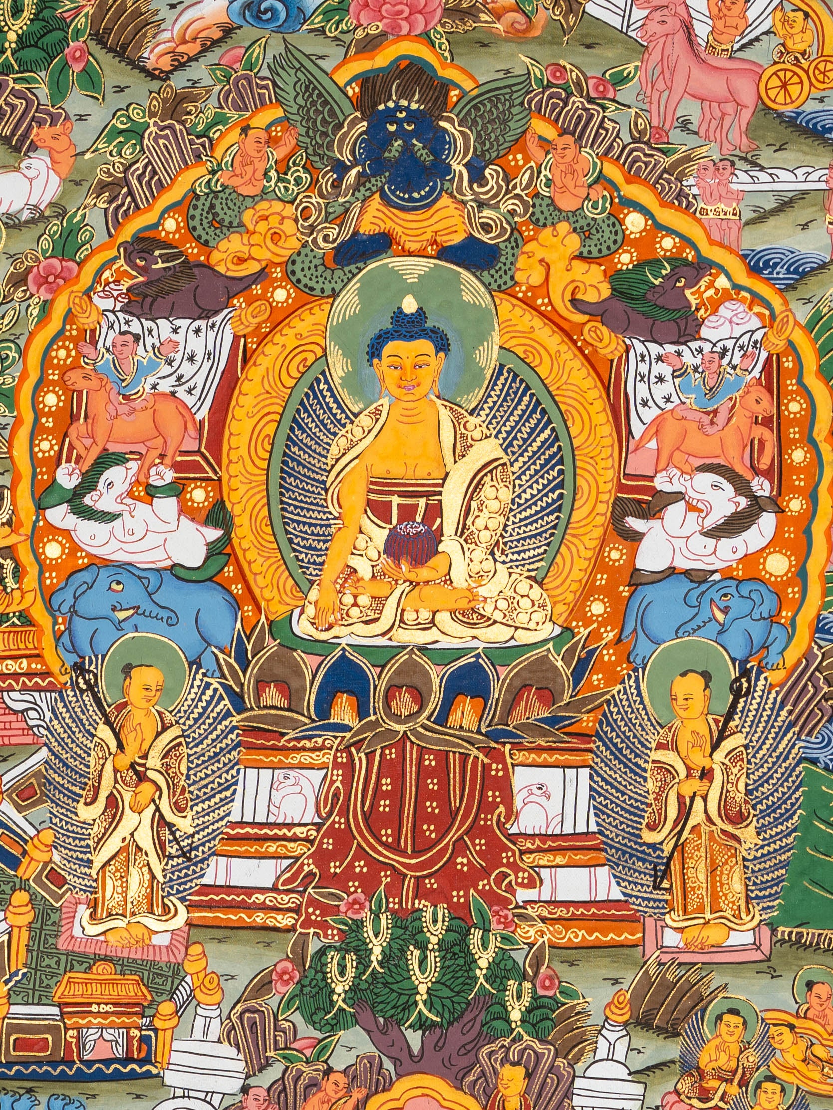 Buddha Life Thangka – Sacred Tibetan Painting