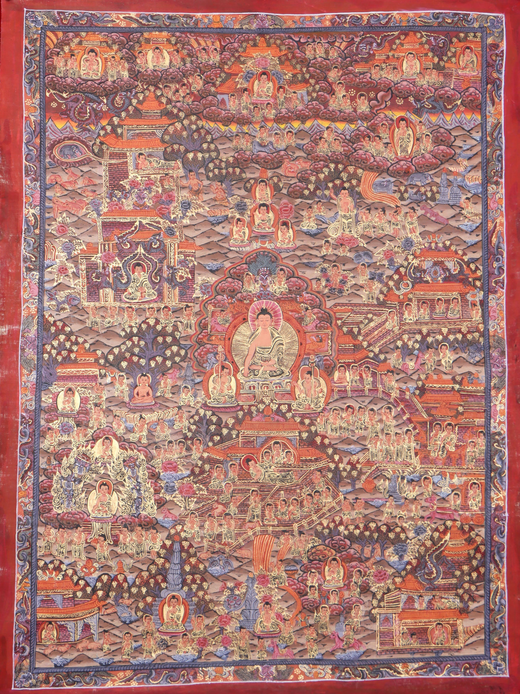  Buddha Life Thangka serves as an object of worship for reflection, inspiration, and devotion.