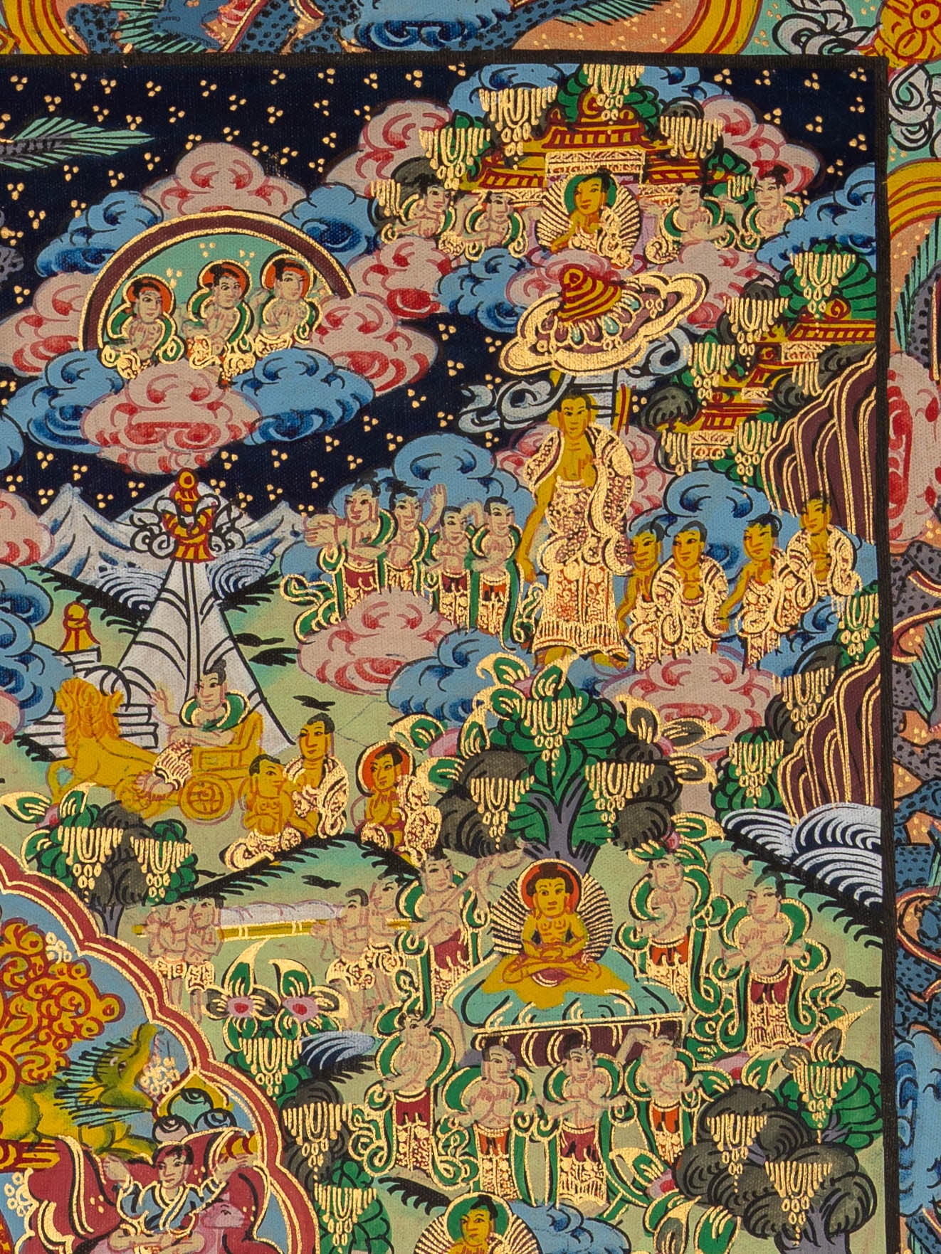 Tibetan Buddha Life Thangka - Handpainted Art