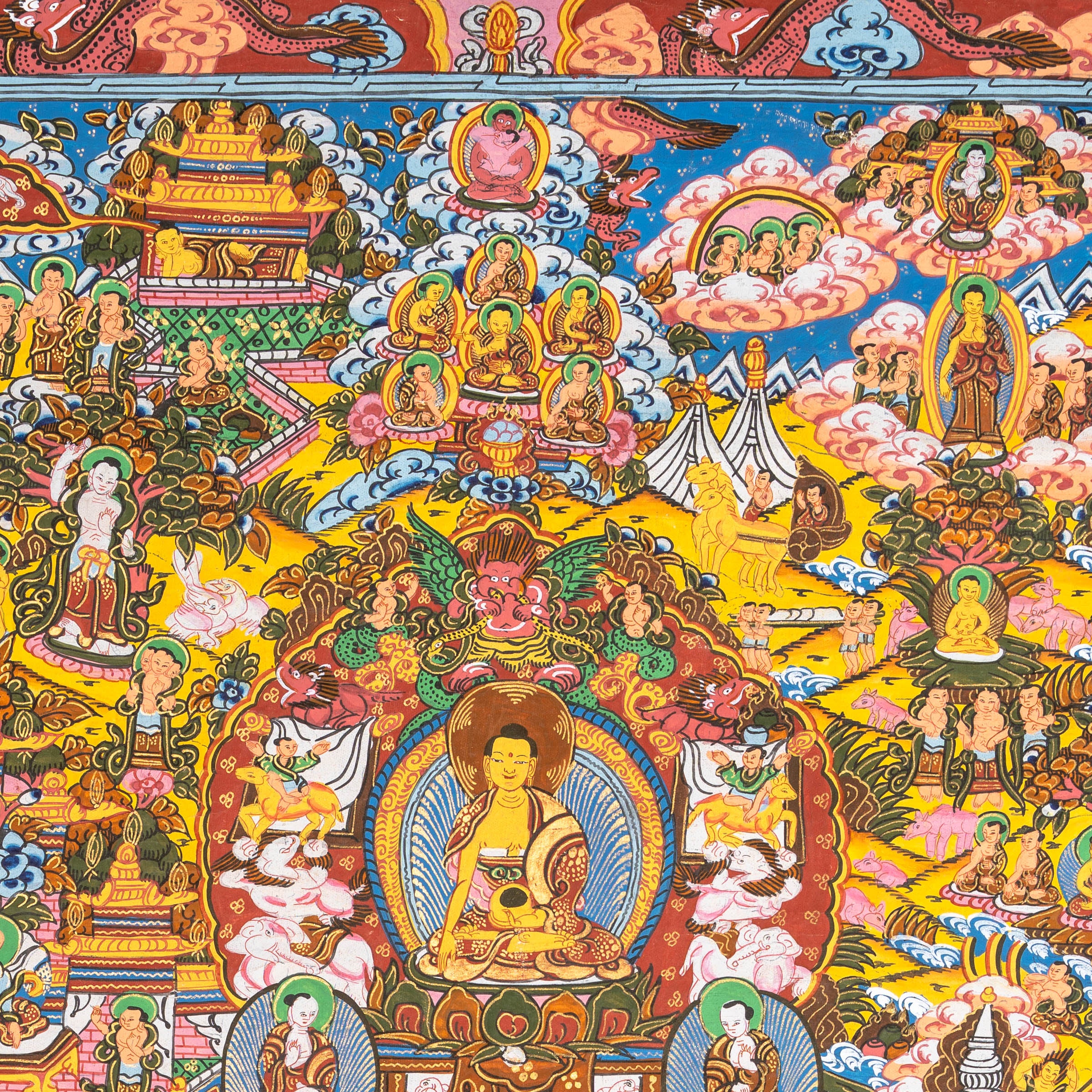 Buddha Life Thangka - Tibetan Painting 