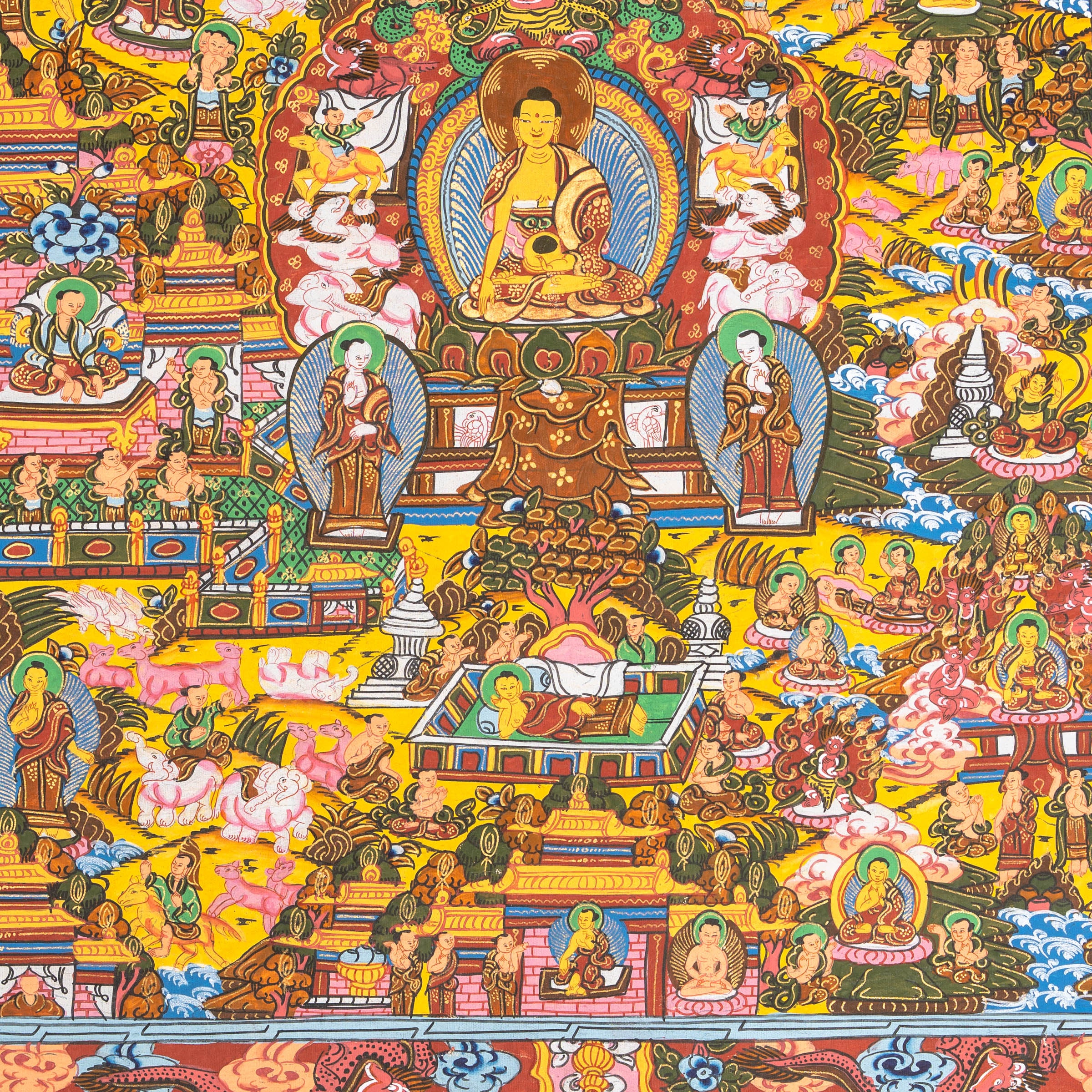 Buddha Life Thangka - Tibetan Painting 