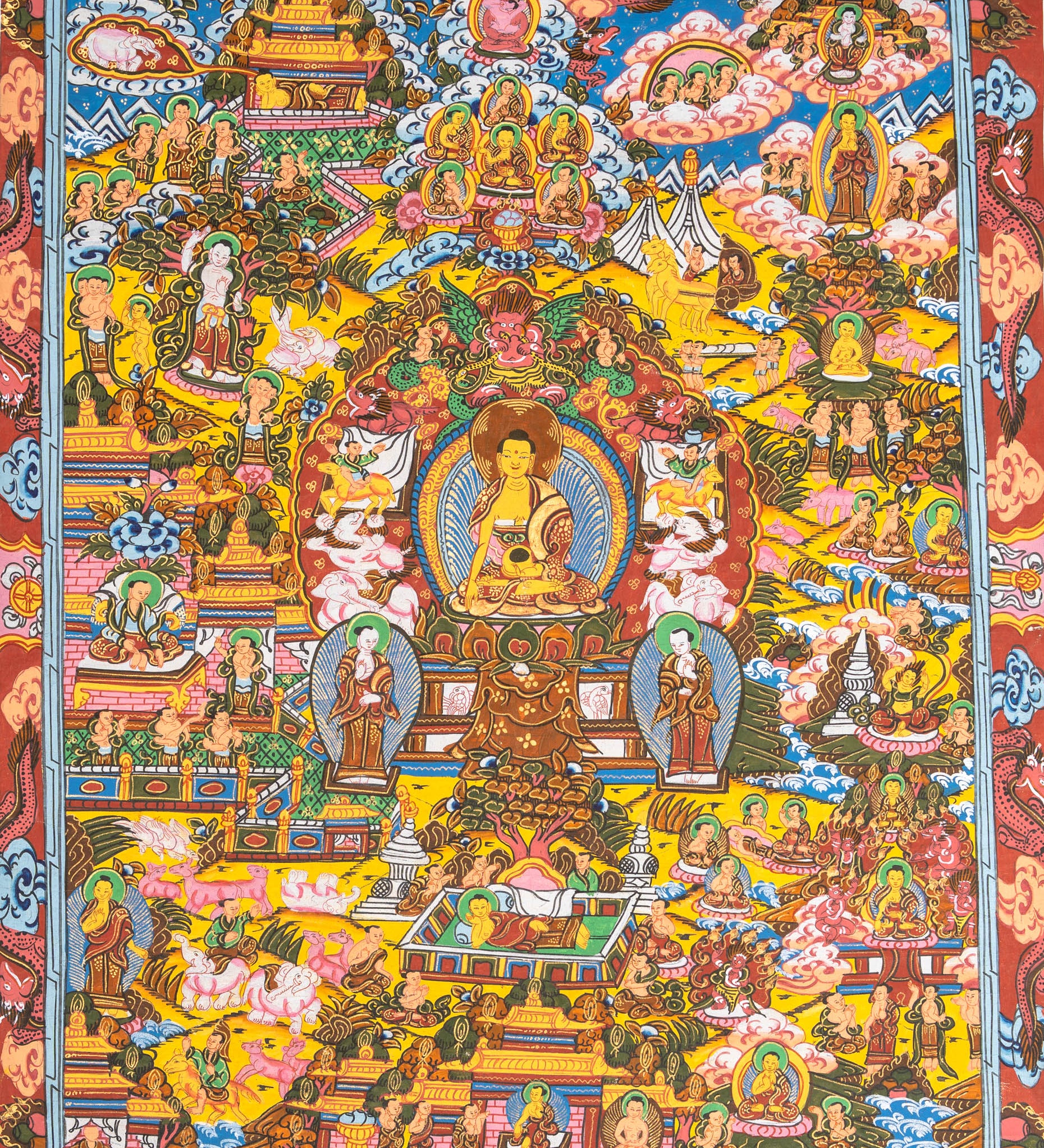 Buddha Life Thangka - Tibetan Painting 