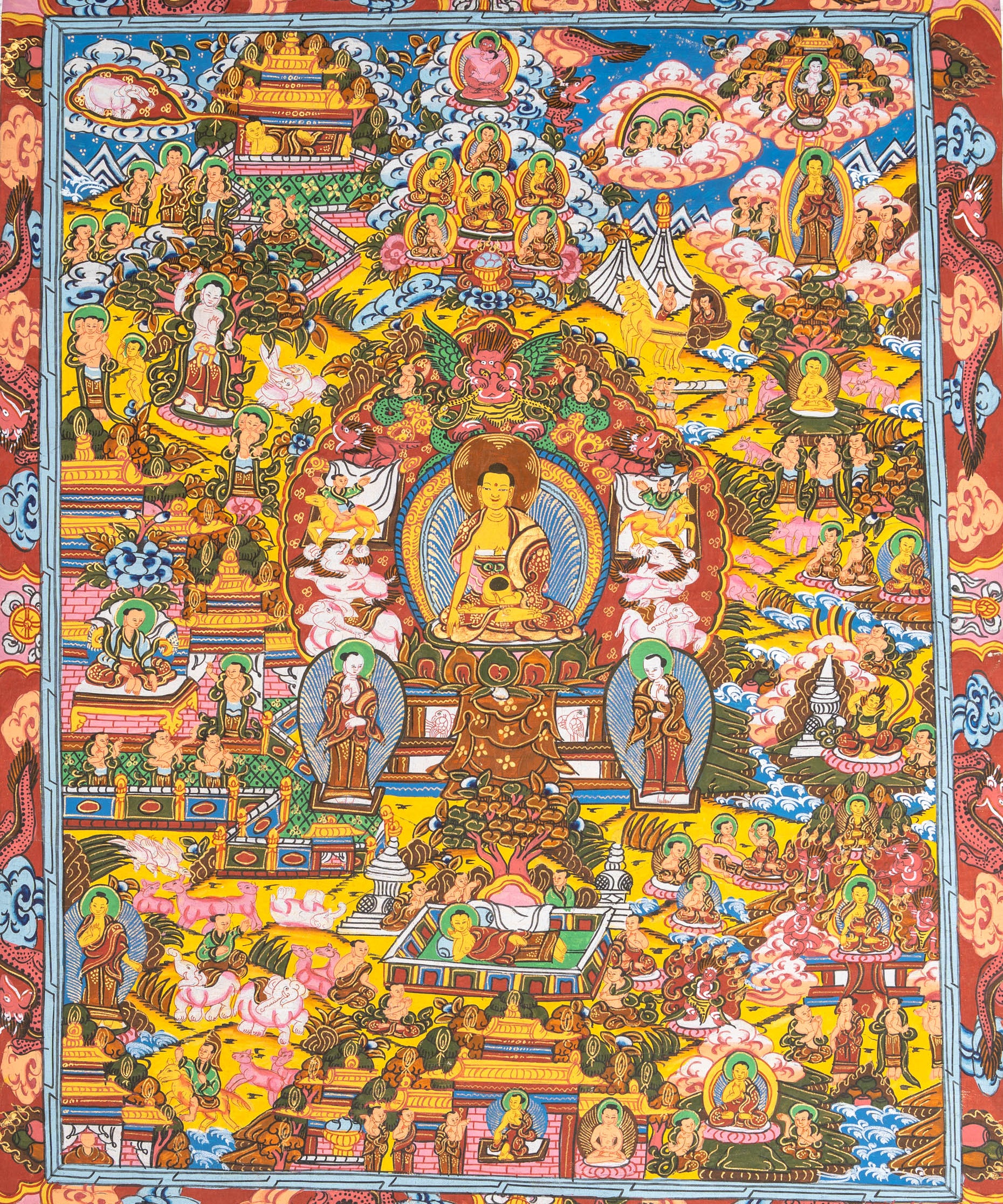 Buddha Life Thangka - Tibetan Painting 