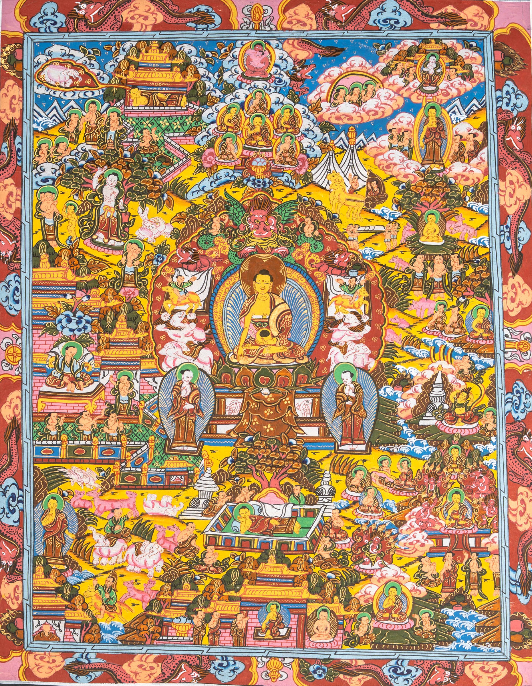 Buddha Life Thangka - Tibetan Painting 