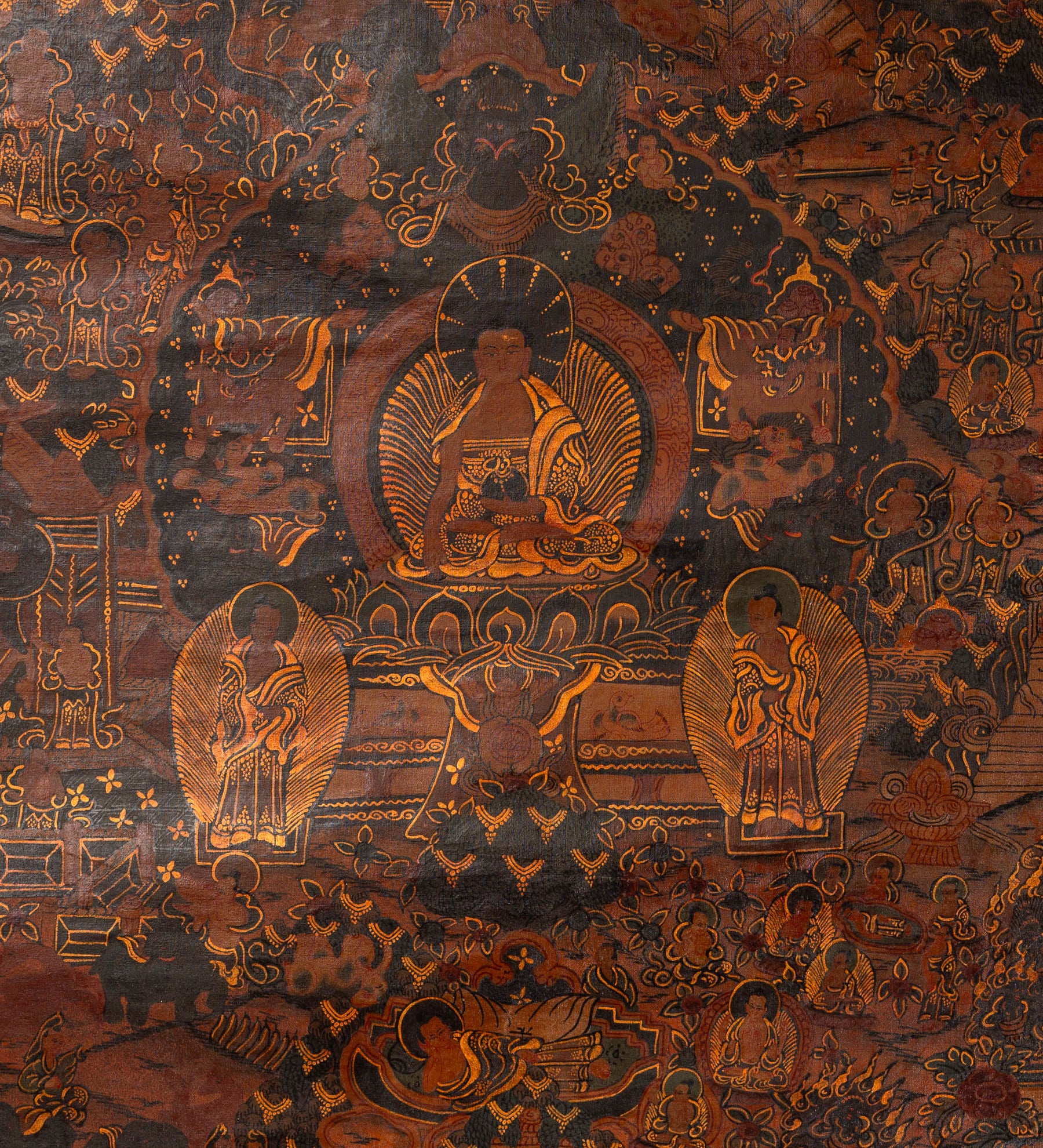 Antique Buddha Life Thangka Painting