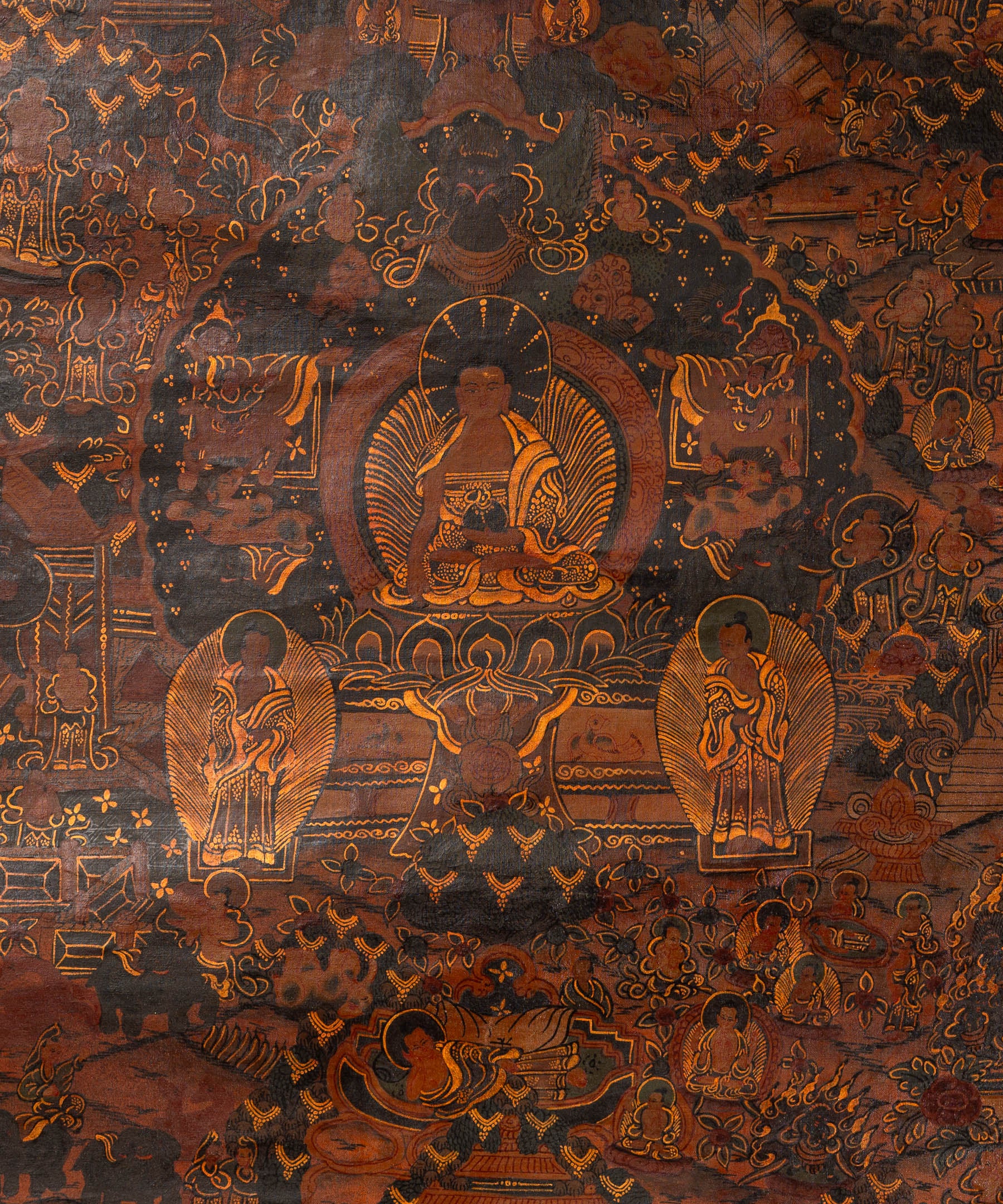 Antique Buddha Life Thangka Painting