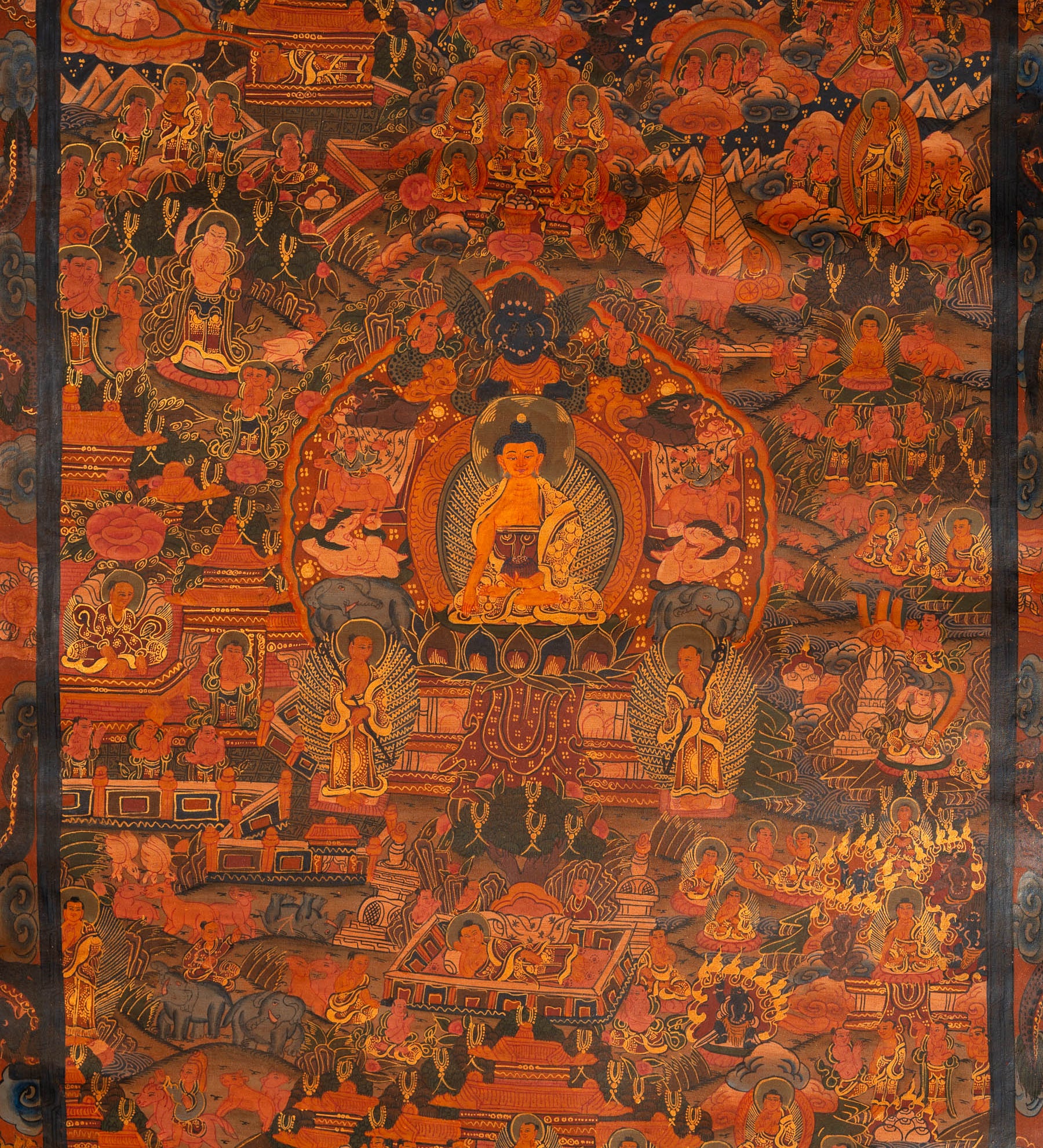 Antique Buddha Life Thangka - Handpainted Art