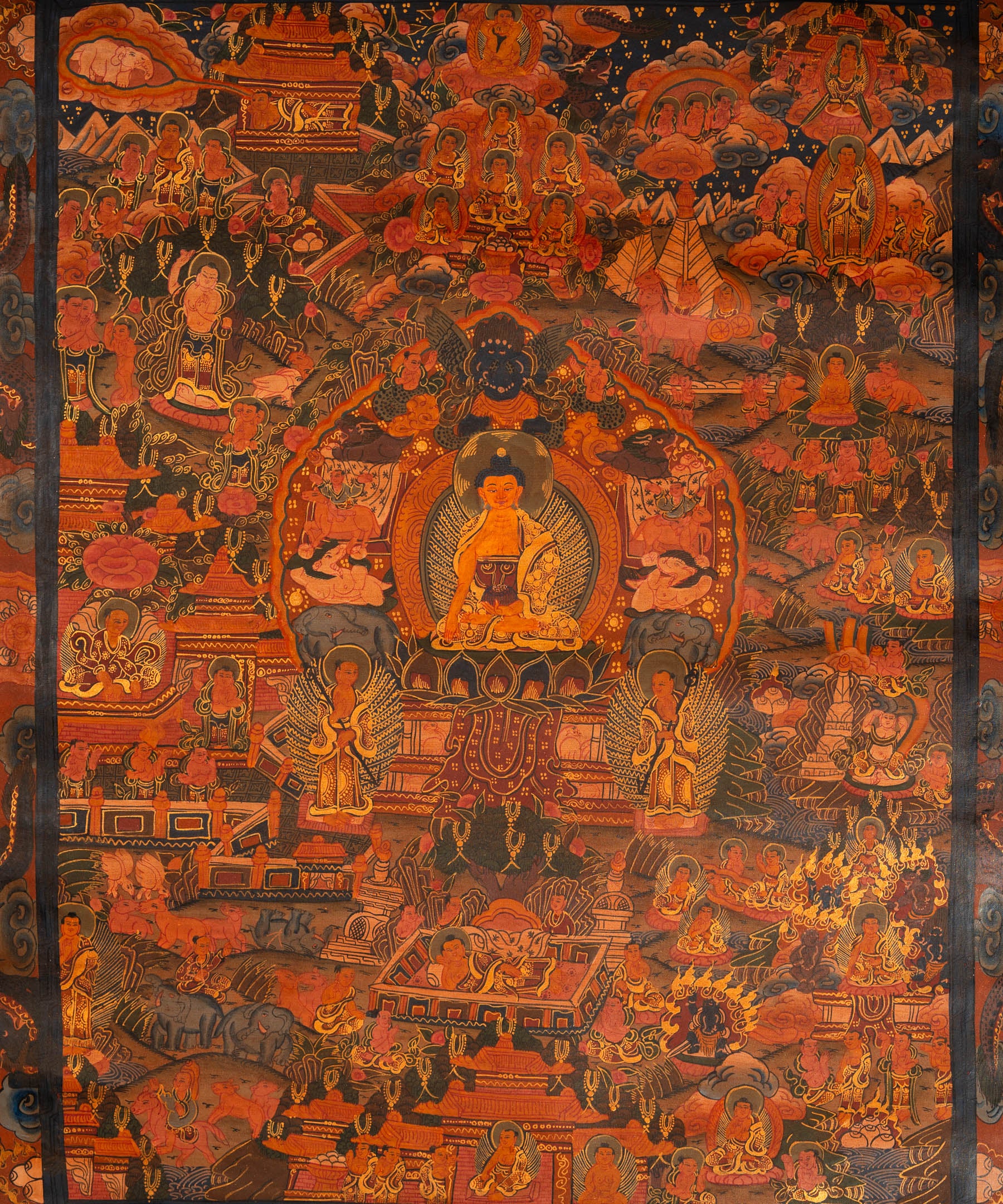 Antique Buddha Life Thangka - Handpainted Art