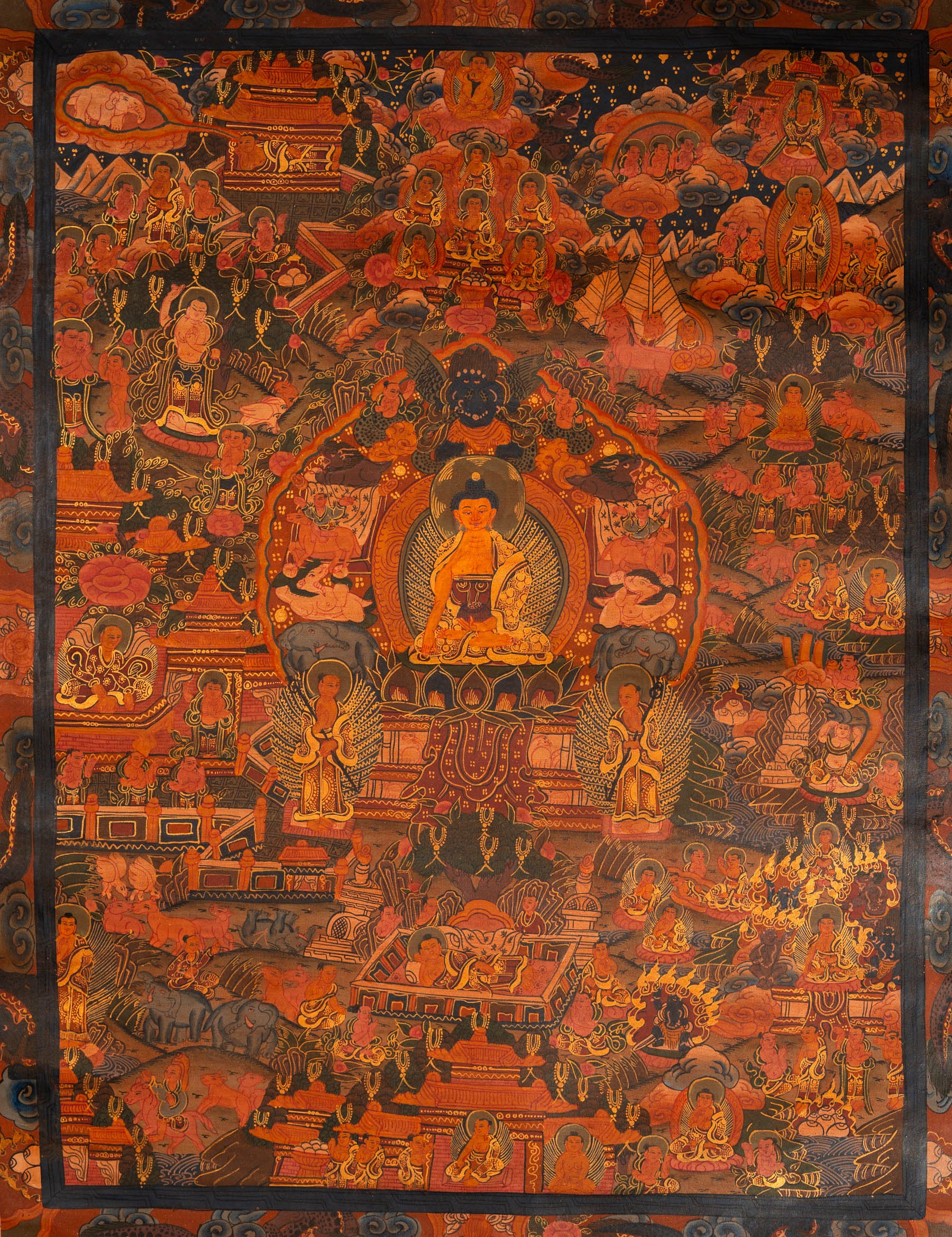 Antique Buddha Life Thangka - Handpainted Art